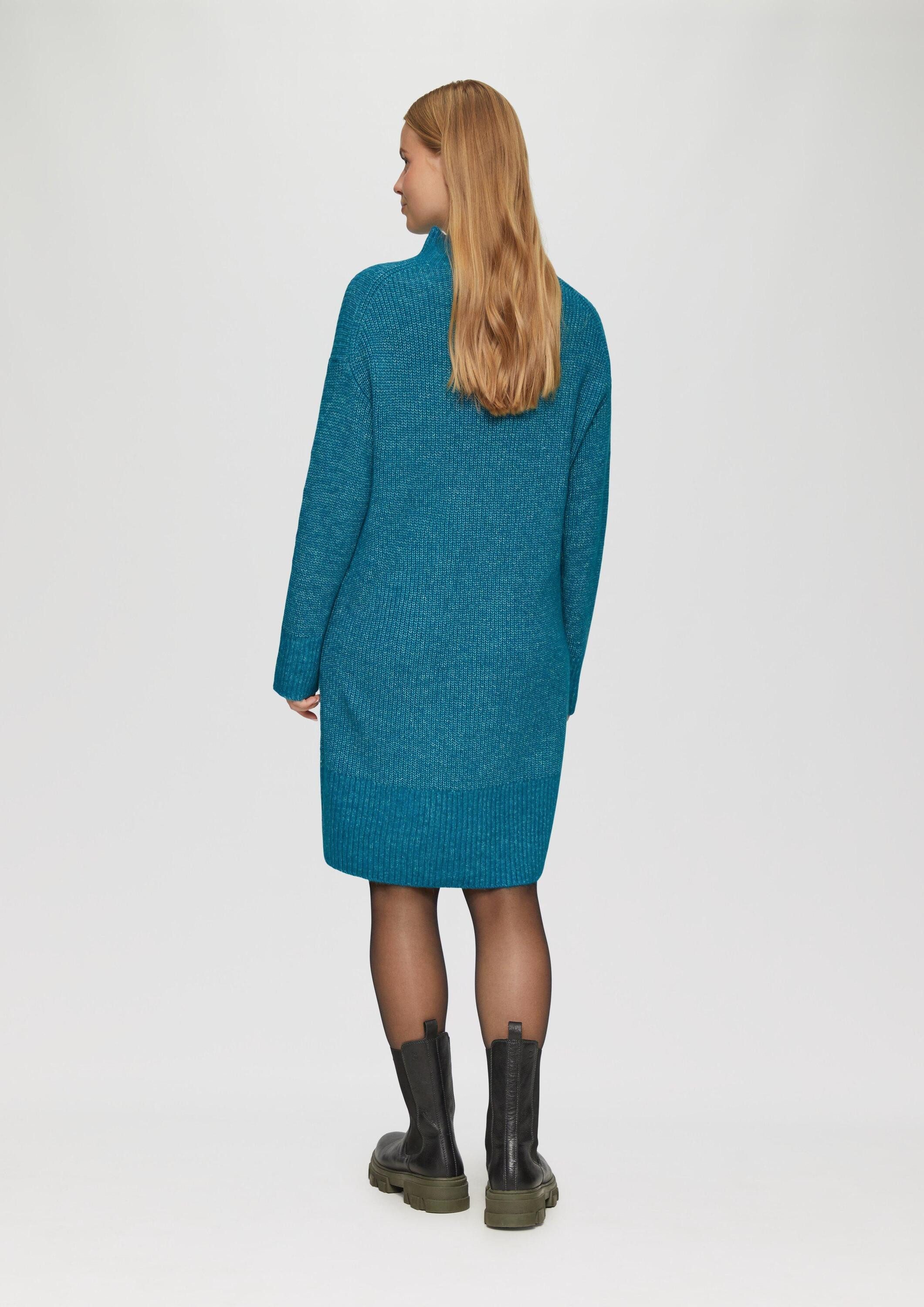 s.Oliver Minikleid Kleid Strickkleid mit Stehkragen und überschnittenen Schultern
