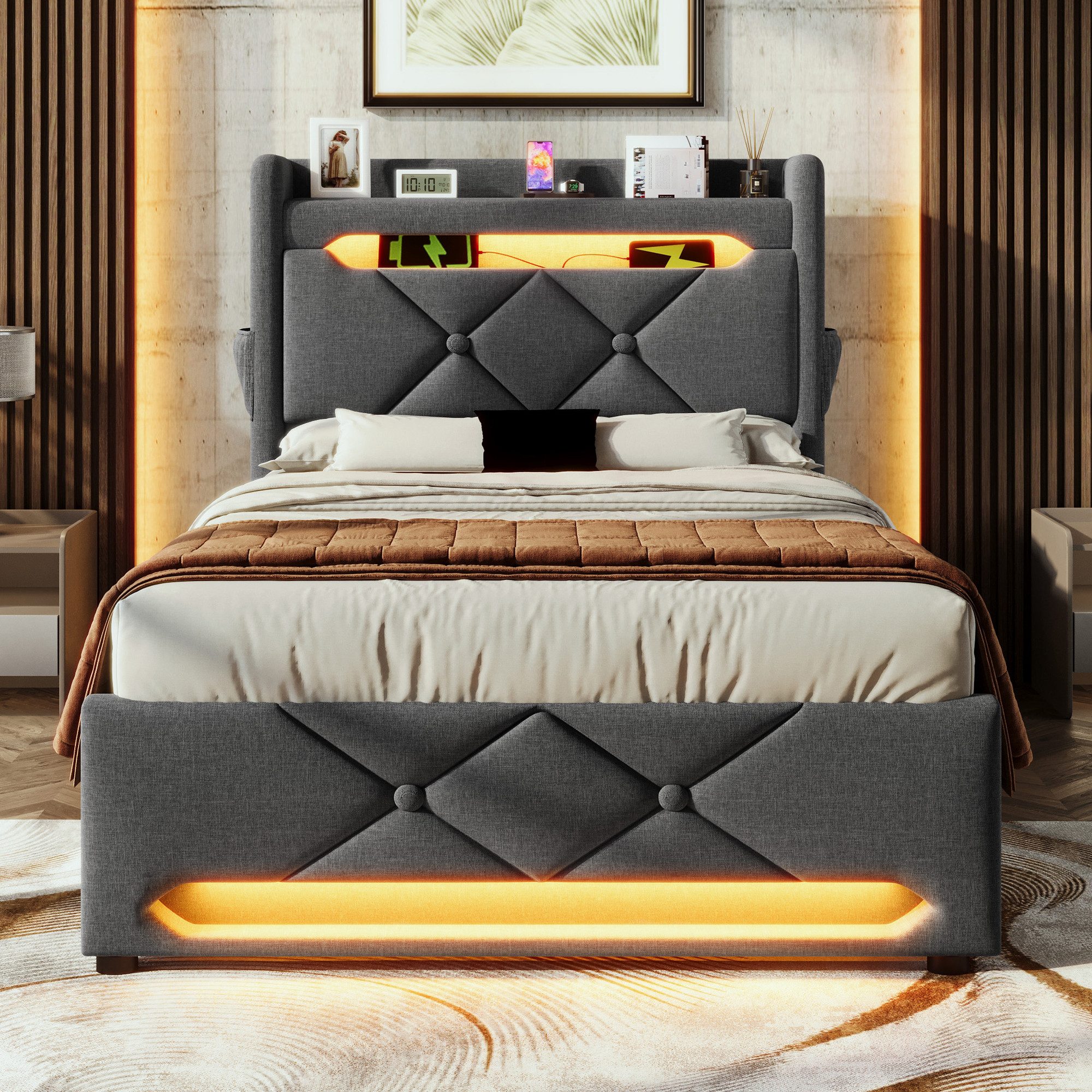 TavilaEcon Boxspringbett Polsterbett mit hydraulischem Stauraum, günstig online kaufen
