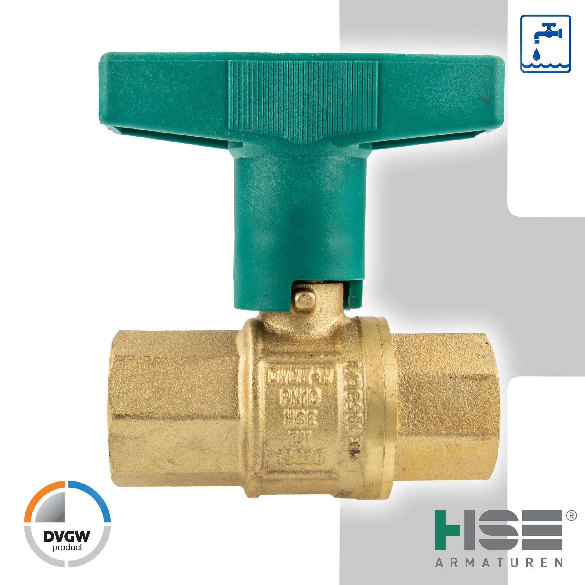Hermann Schmidt Kugelhahn UNIWATER Trinkwasser-Kugelhahn Typ 1446 mit ISO-T-Griff beidseitig IG, Zulassungen: DVGW für Trinkwasser