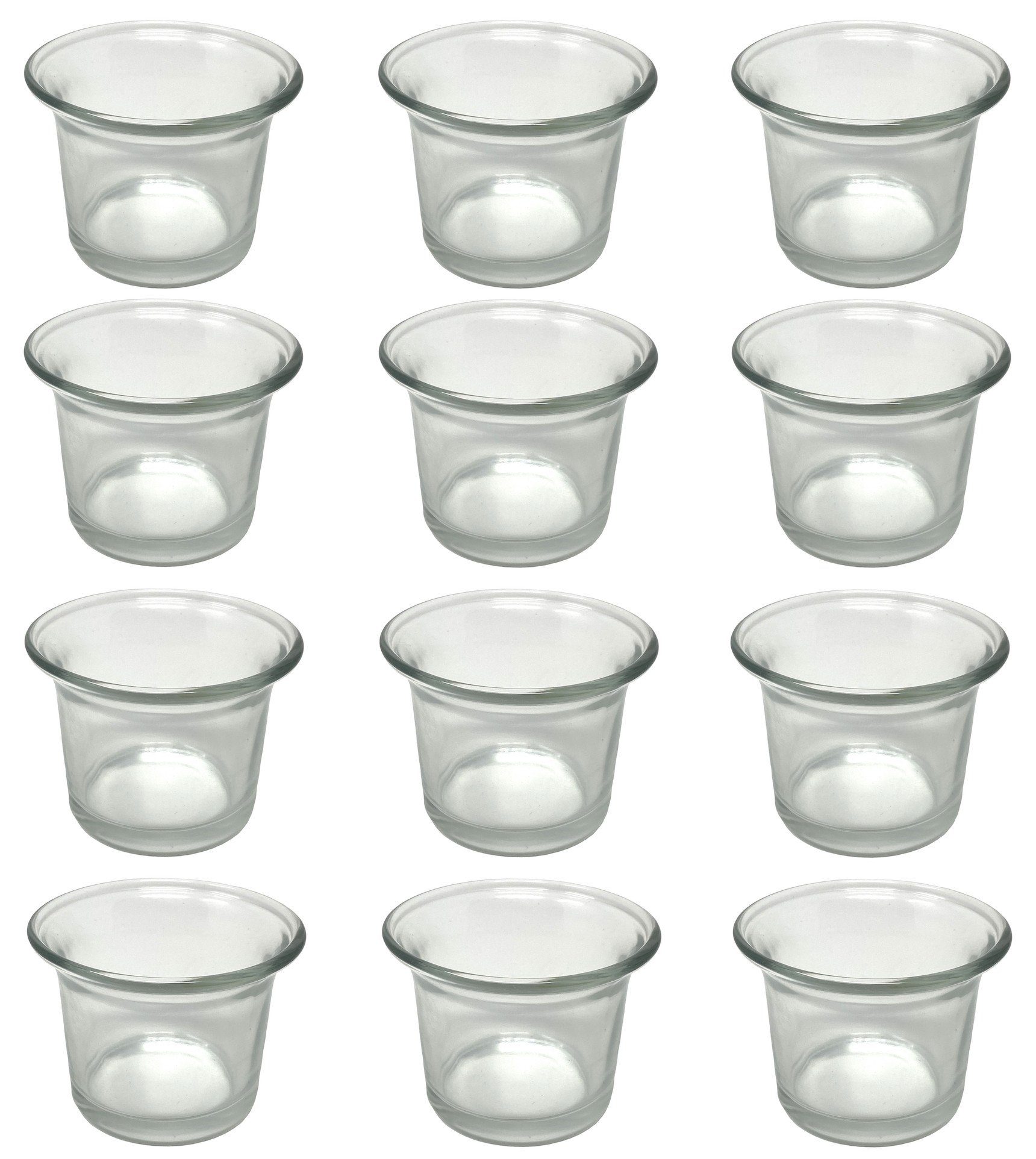 DanDiBo Deko-Glas 12x Teelichtgläser Teelichthalter Glas Teelichtglas Klar  geschwungen 4,5 cm hoch Kerzenhalter