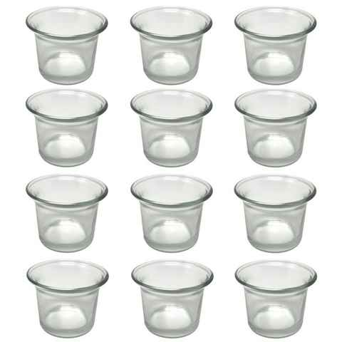 DanDiBo Deko-Glas 12x Teelichtgläser Teelichthalter Glas Teelichtglas Klar geschwungen 4,5 cm hoch Kerzenhalter