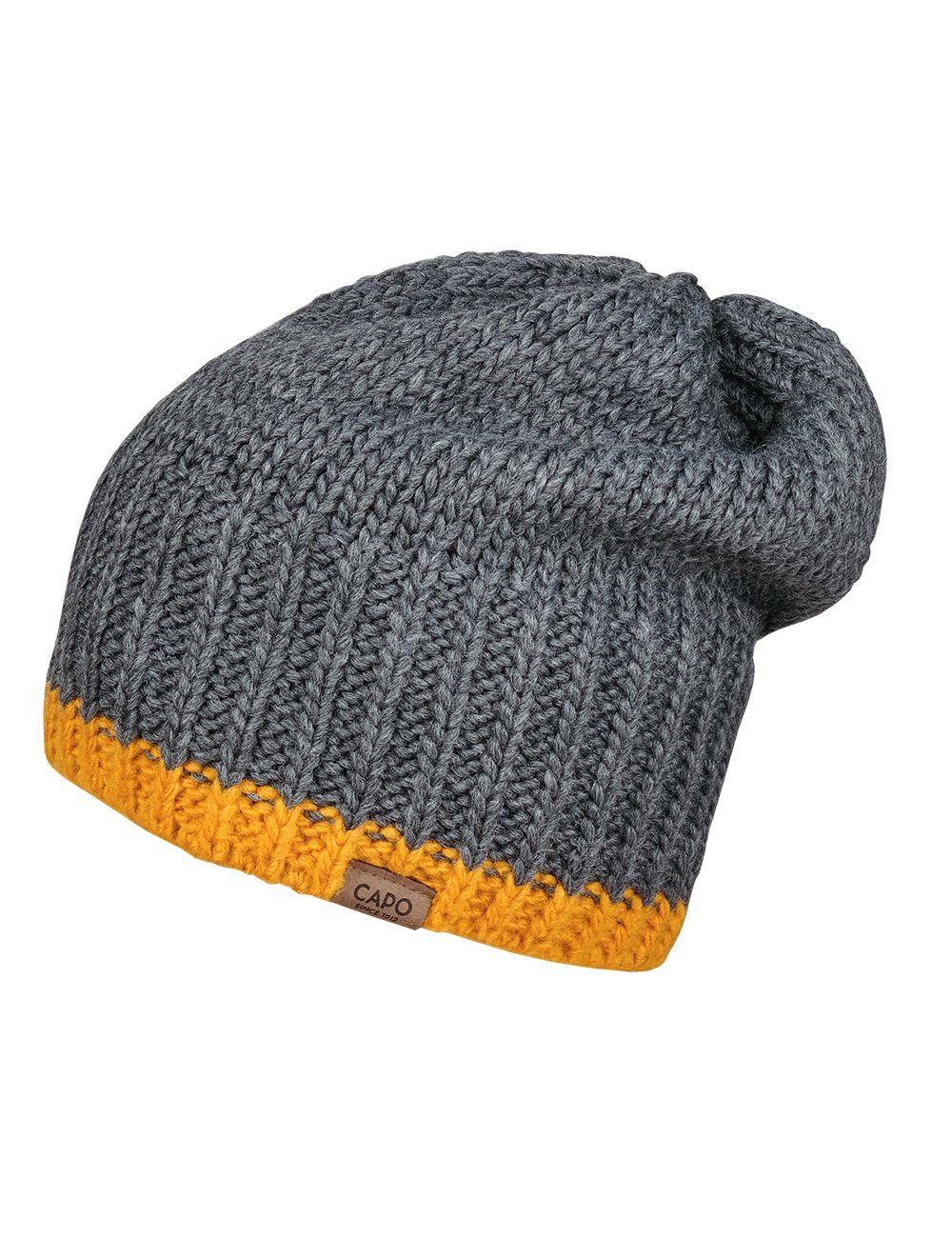 CAPO Strickmütze CAPO-KEELIN CAP knitted cap, short fleece lining Made in Germany granite