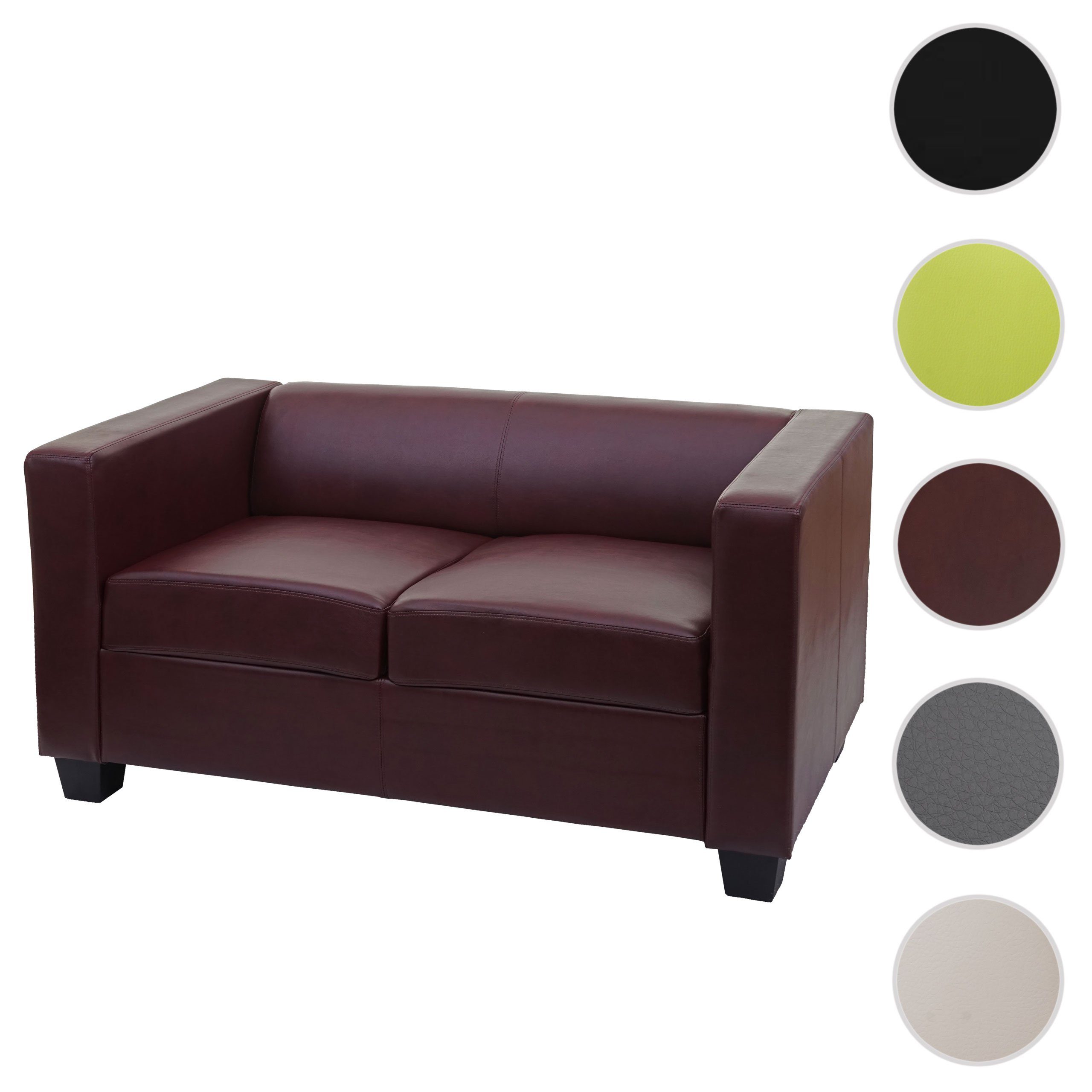 MCW 2er Sofa Lille Kunstleder Rot-Braun günstig online kaufen