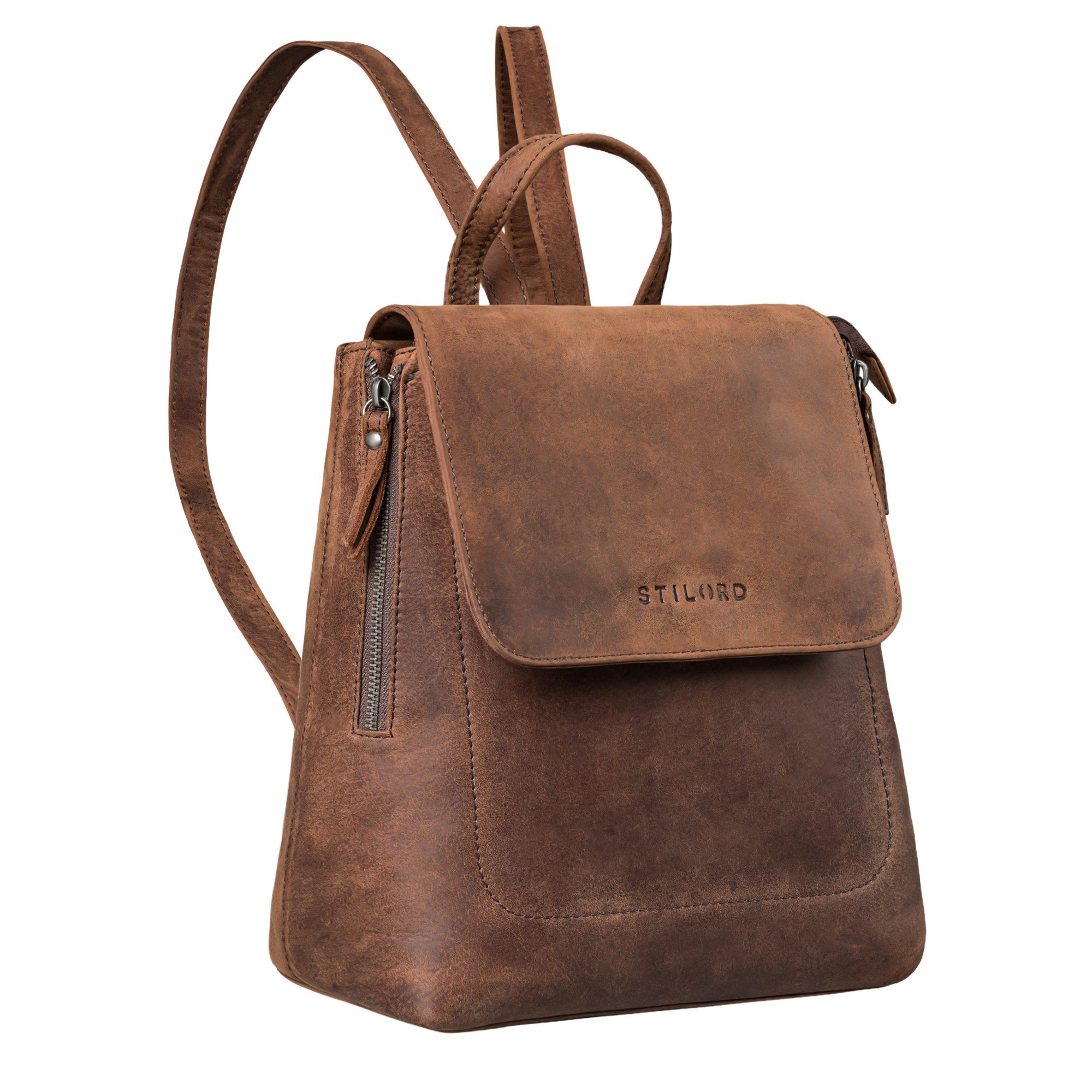 STILORD Cityrucksack "Anisa" Kleiner Rucksack Damen Leder mit vielen Fächern