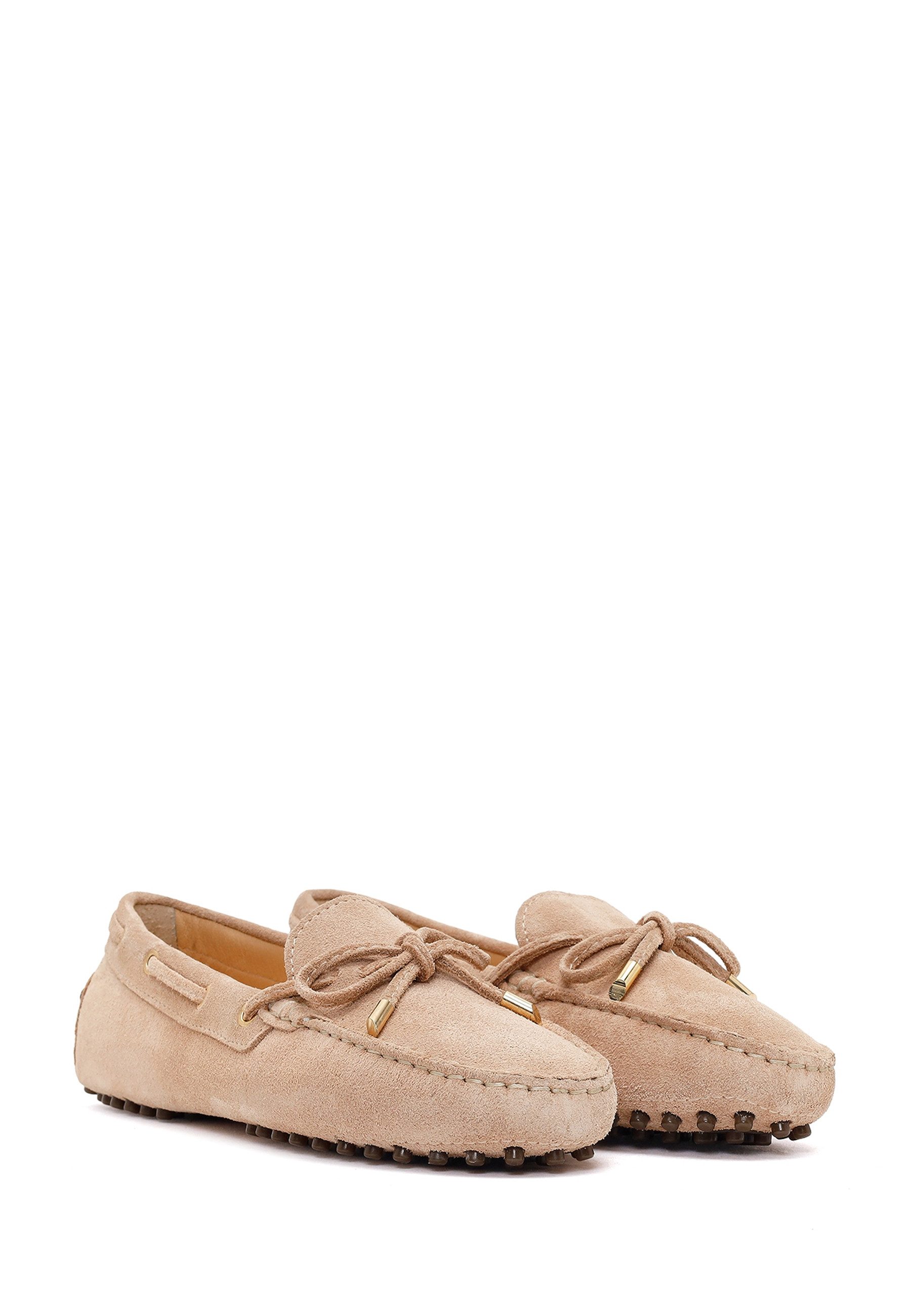 Derimod Loafer aus Veloursleder Loafer Echtes Leder, Lederfutter, TPU-Sohle, Slip-on-Design, Zierschleife