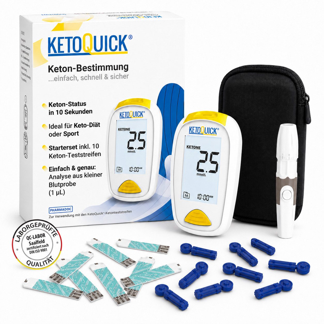 KetoQuick Keton-Messgerät Starterset mit 10 Teststreifen