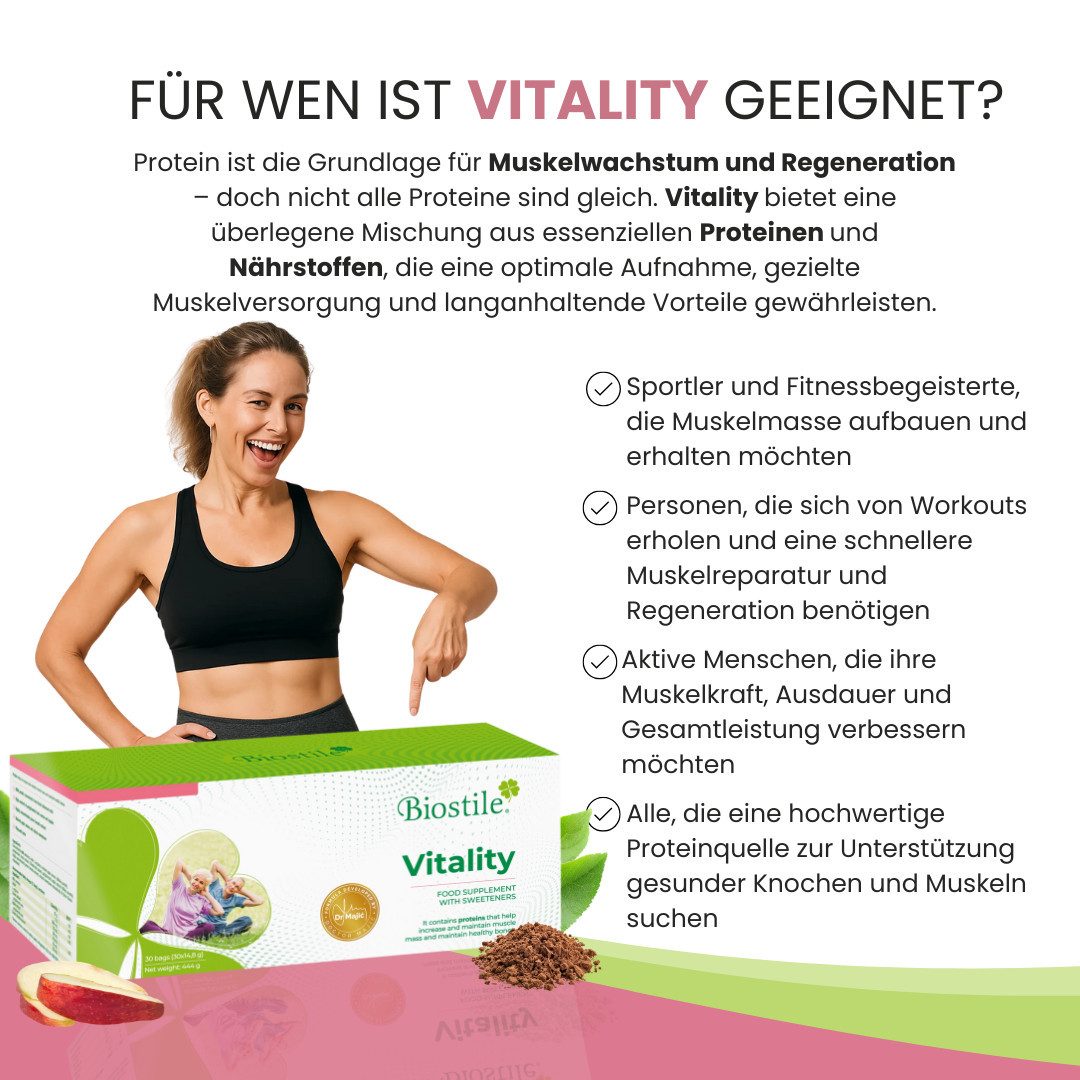 Biostile Protein Pulver mit Stevia für Muskeln und Knochenerhalt - Beutel, 444 g, Mit Inulin, Cremiger Geschmack, 444 g