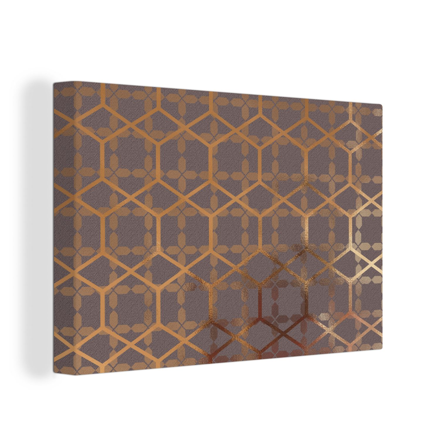 Muster cm Lila (1 - Gold, - Aufhängefertig, Wandbild Leinwandbilder, Leinwandbild St), OneMillionCanvasses® 30x20 Wanddeko,