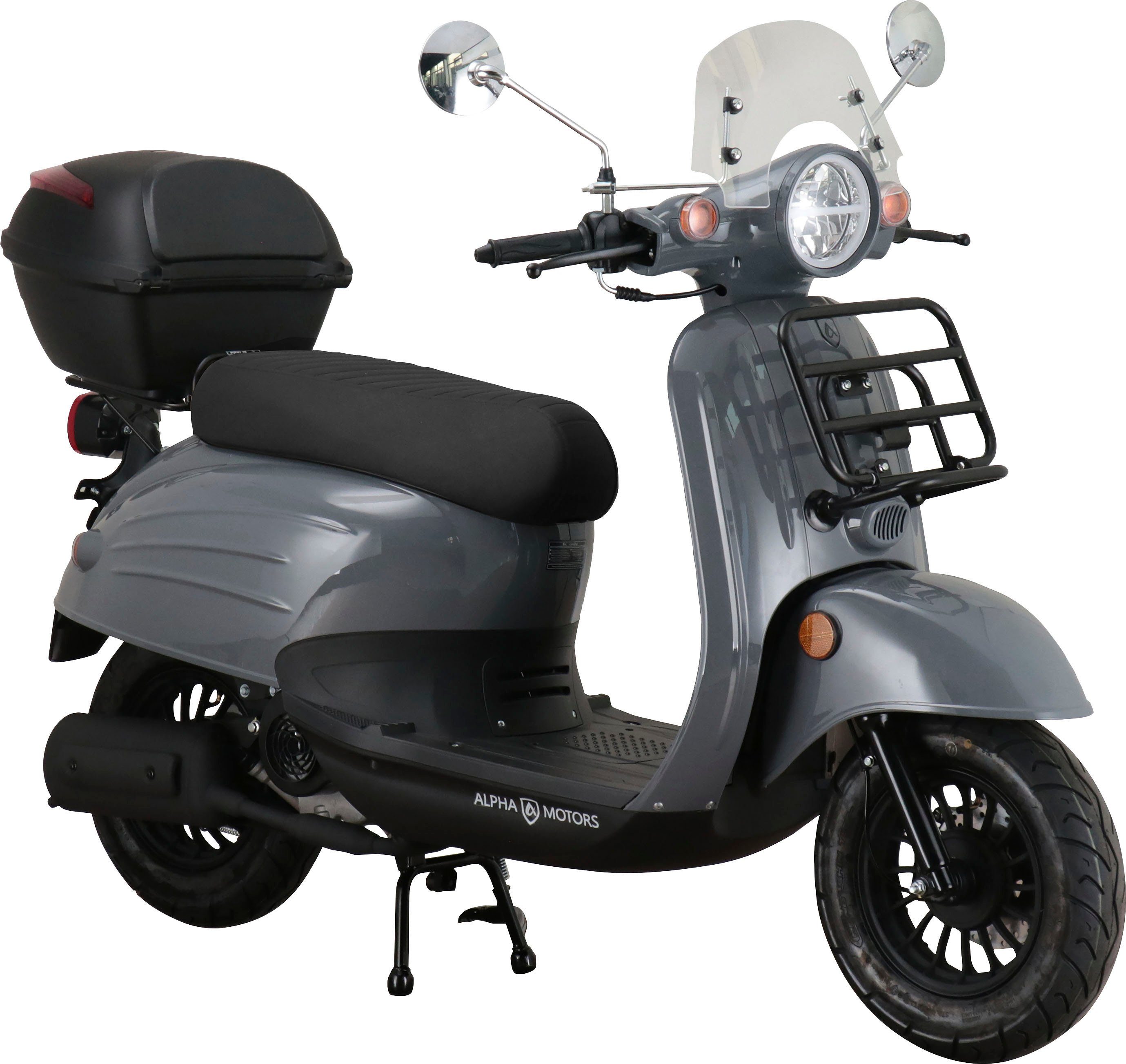 Alpha Motors Motorroller Adria, 50 ccm, 45 km/h, Euro 5, inkl. Windschild und Topcase | Motorroller