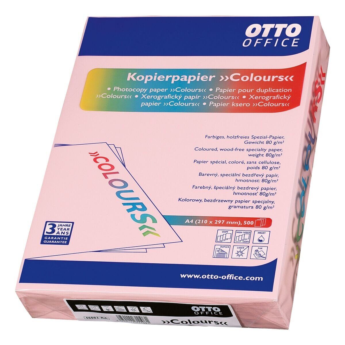 80 g/m² Pastellfarben, Office A4, Drucker- rosa Kopierpapier Office DIN Otto und COLOURS, Format