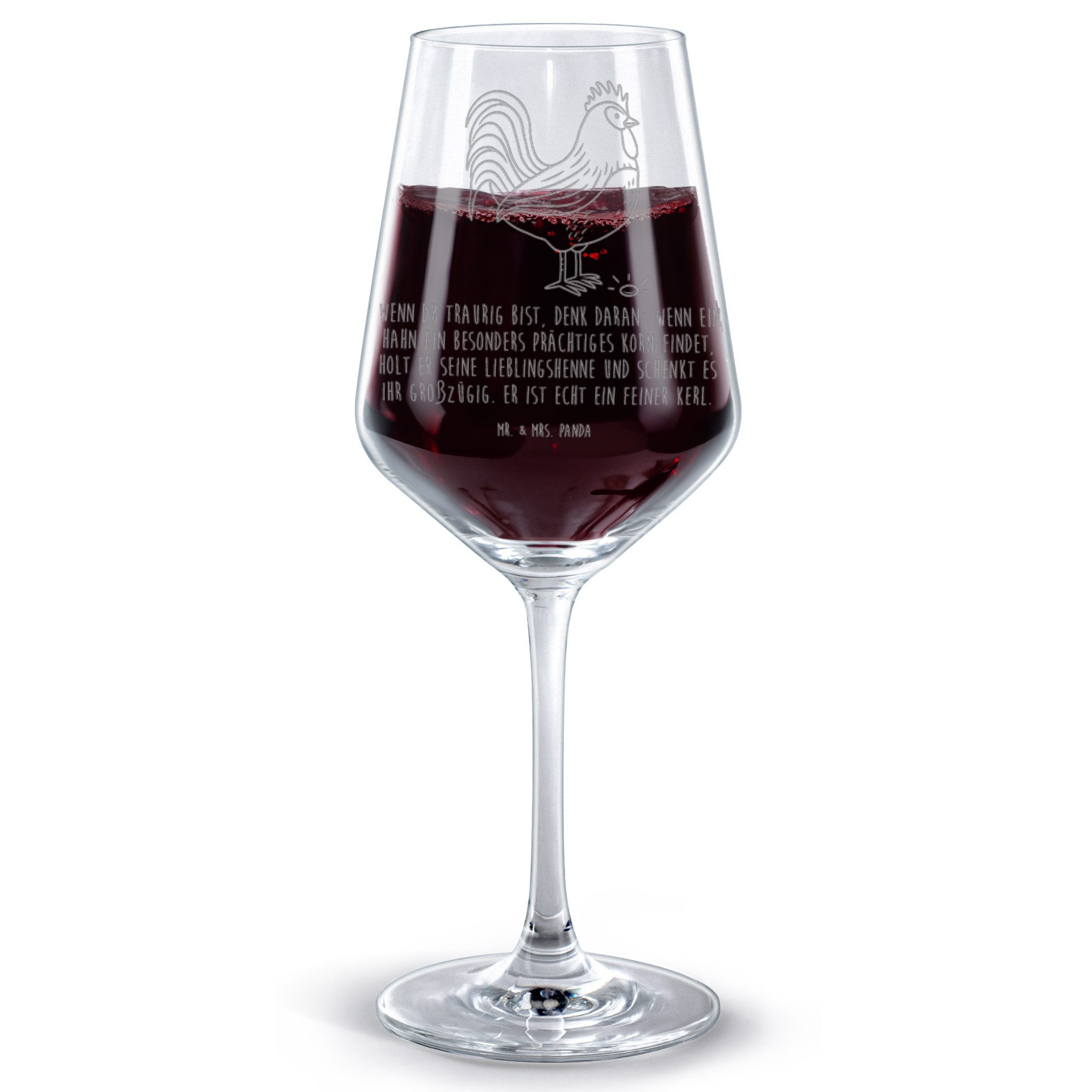 Mr. & Mrs. Panda Rotweinglas Hahn Korn, glas für rotwein, Transparent, Rotweinglas mit Gravur, Nat, Premium Glas, Rotwein Glas Bordeauxglas Rotweinkelch