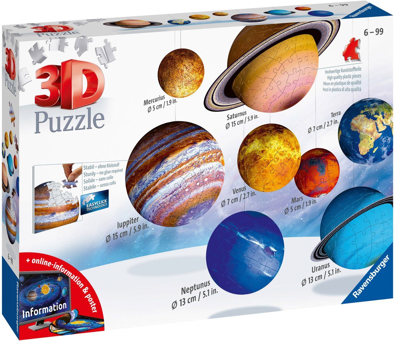 Ravensburger 3D-Puzzle Made Wald in Europe, - Planetensystem, Puzzleteile, schützt - FSC® weltweit 522