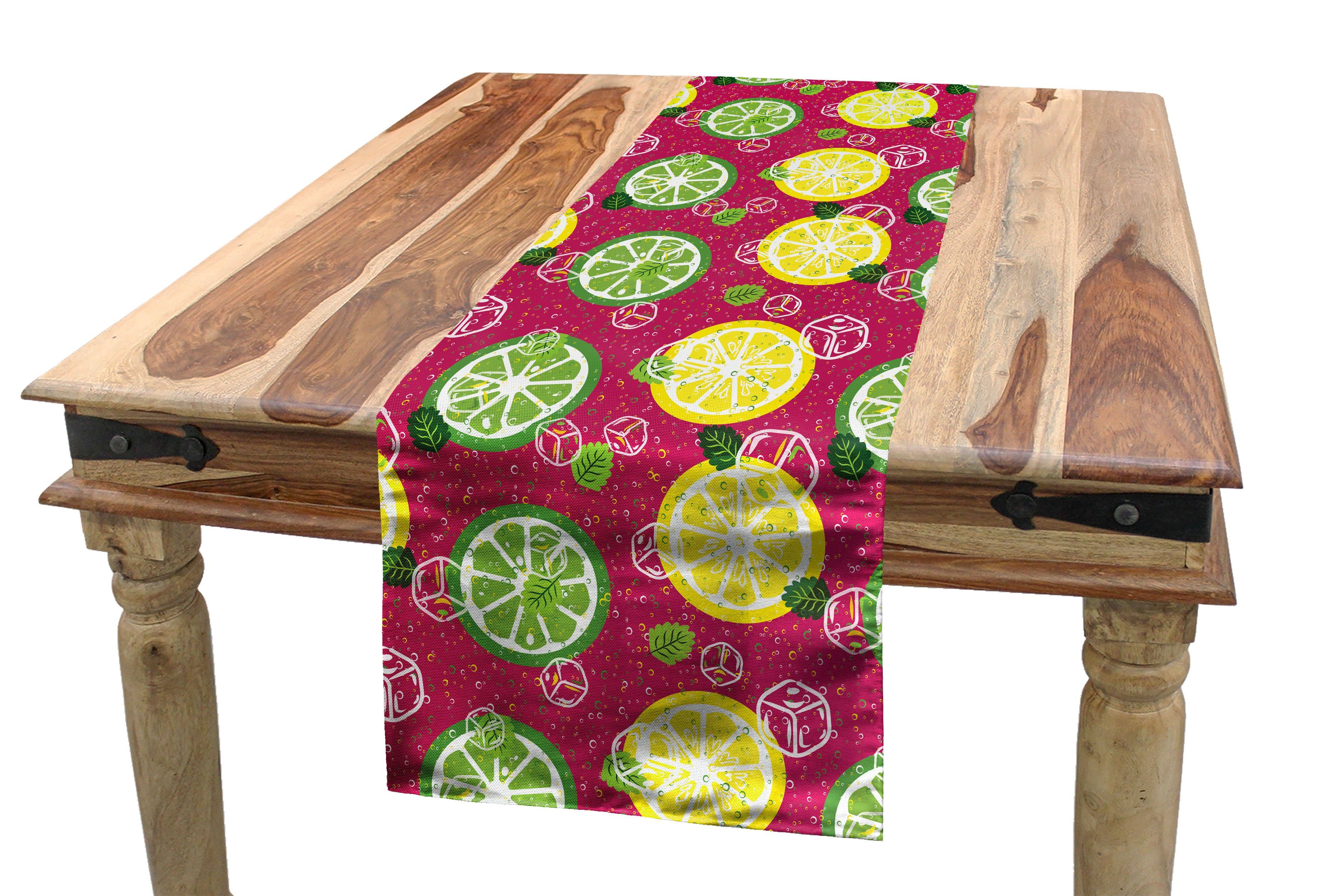 Abakuhaus Tischläufer Esszimmer Tischläufer, Dekorativer Zitronen Küche Rechteckiger Cubes Lime Citrus Geschnittene