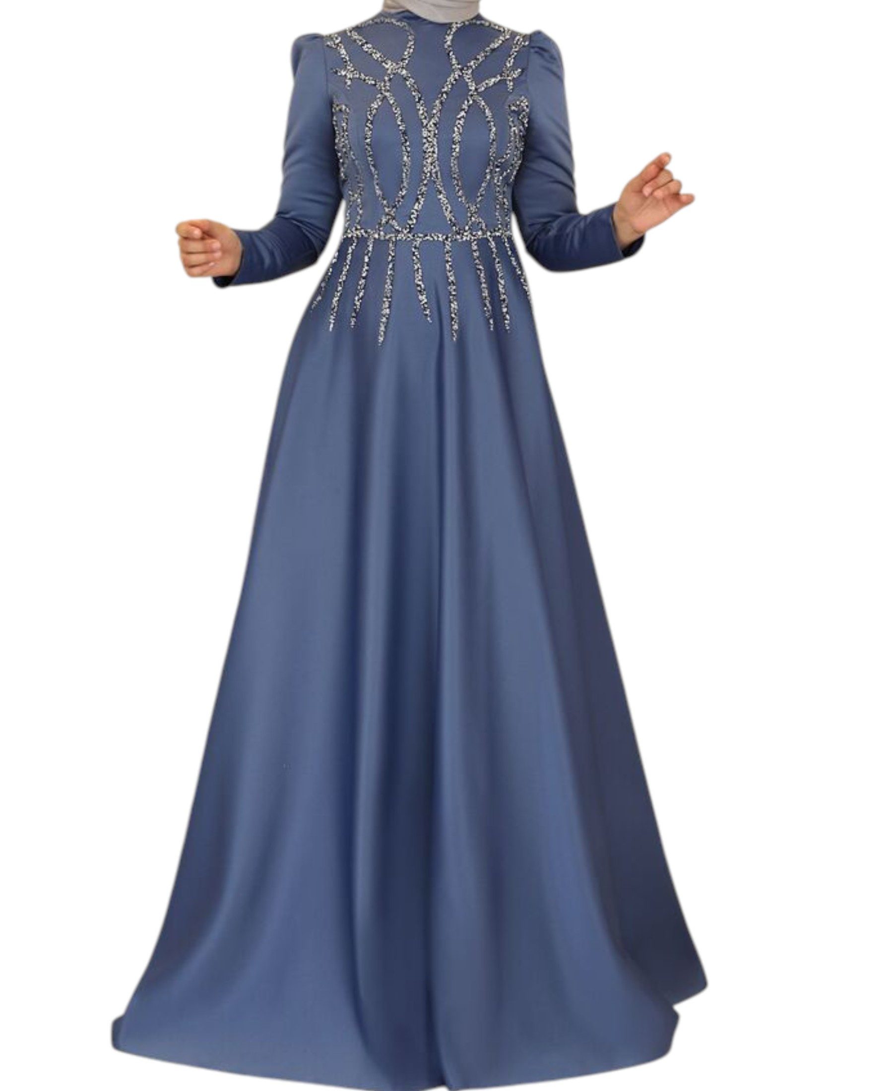 fashionshowcase Satinkleid Maxikleid in Satinoptik mit Schmucksteinbesatz - günstig online kaufen