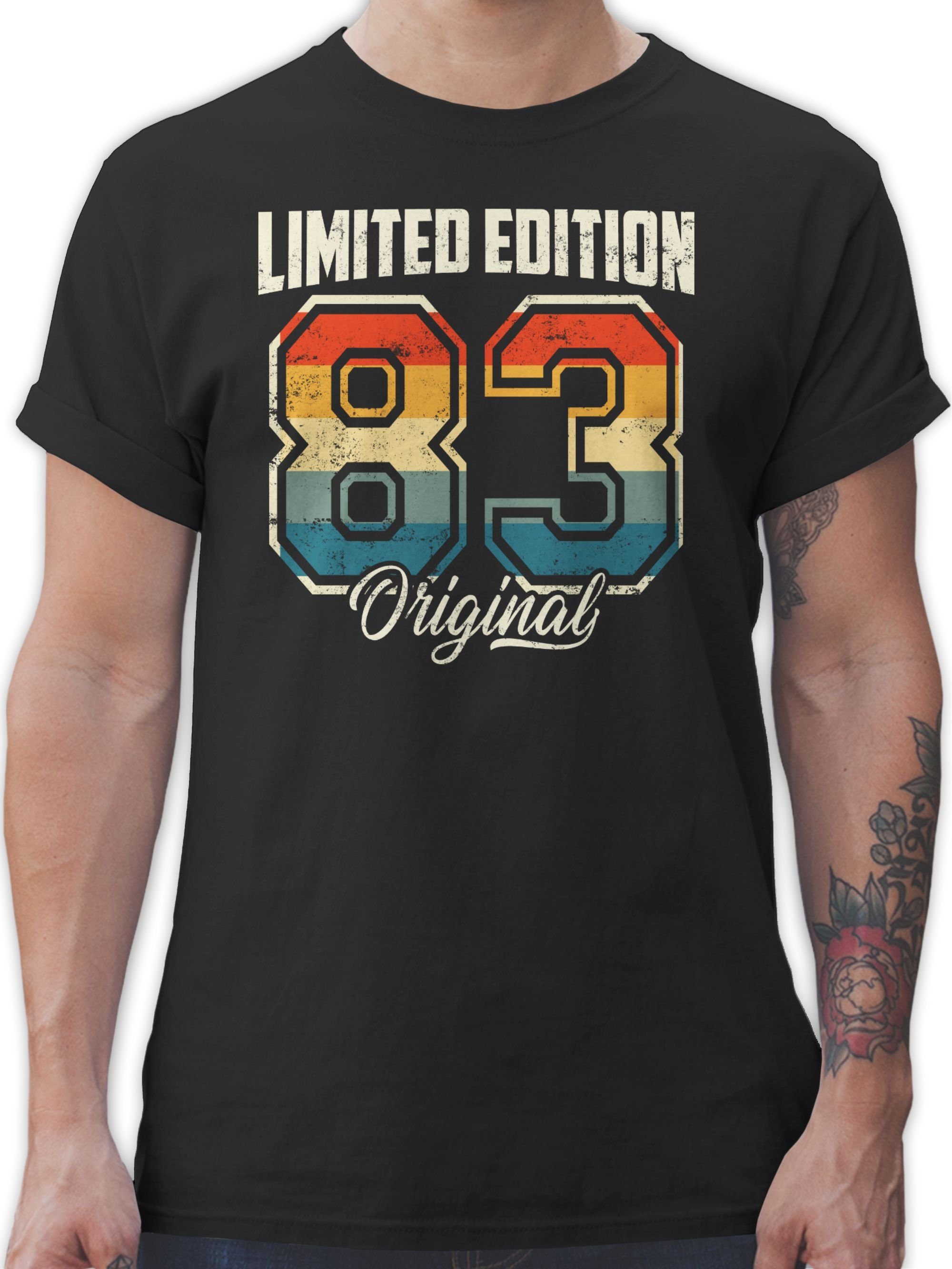 Original 1983 Schwarz Vierzigster T-Shirt Geburtstag Limited 40. Shirtracer 03 Edition