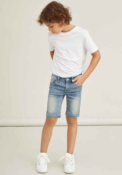 Name It Kinder Jungen Jeans-Shorts NkmSofus blau verstellbare Taillenweite Slim 