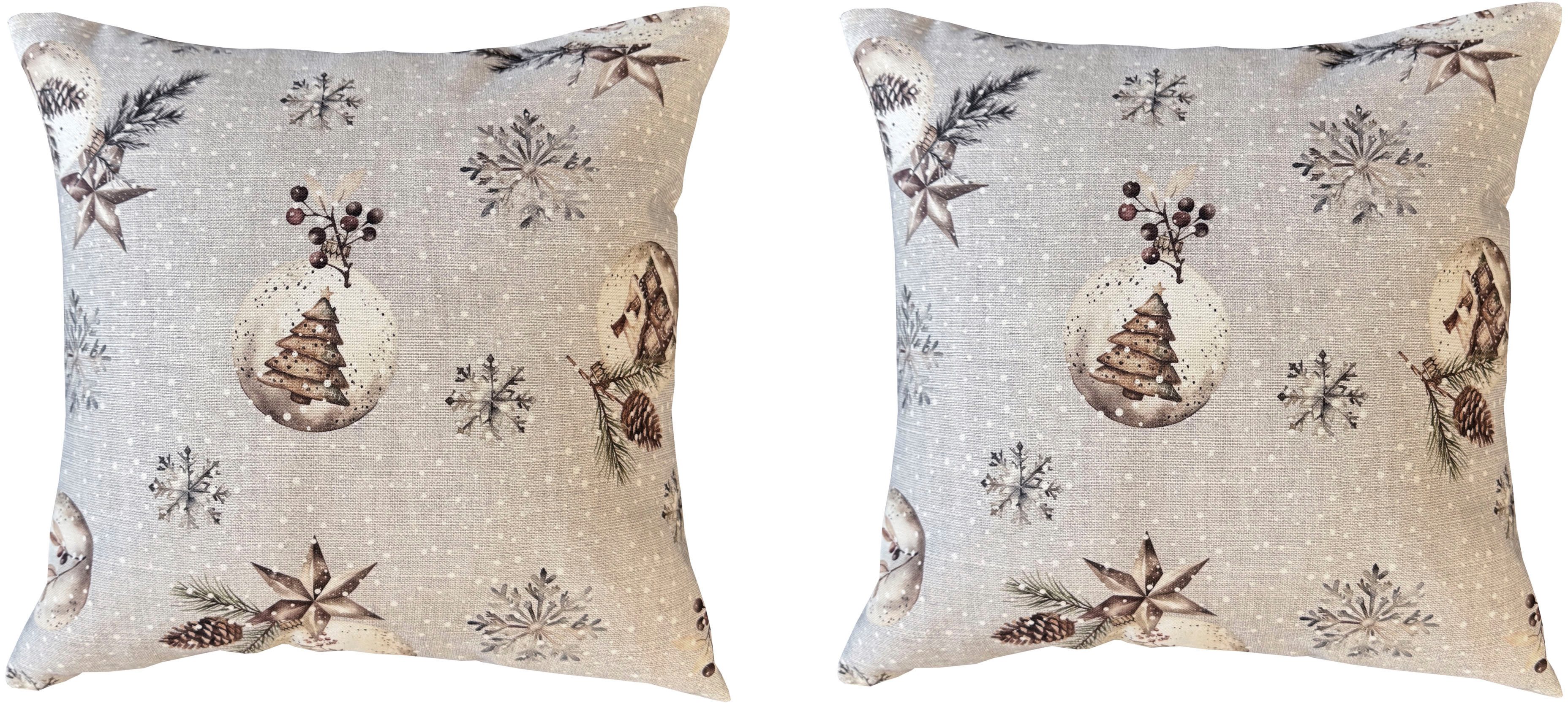 HOME WOHNIDEEN Подушкиhülle FELIZ NAVIDAD, (2 Stück), ohne Füllung, Dekostoff bedruckt, SET