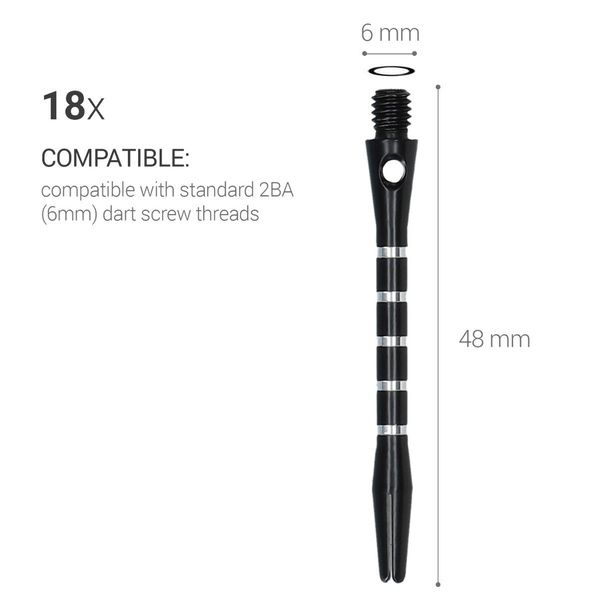 kwmobile Dartpfeil Dart Shafts Set mit Gummi Ring, aus Aluminium - 2ba Gewinde - 48mm lang Dartpfeil-Schäfte Dartschäfte