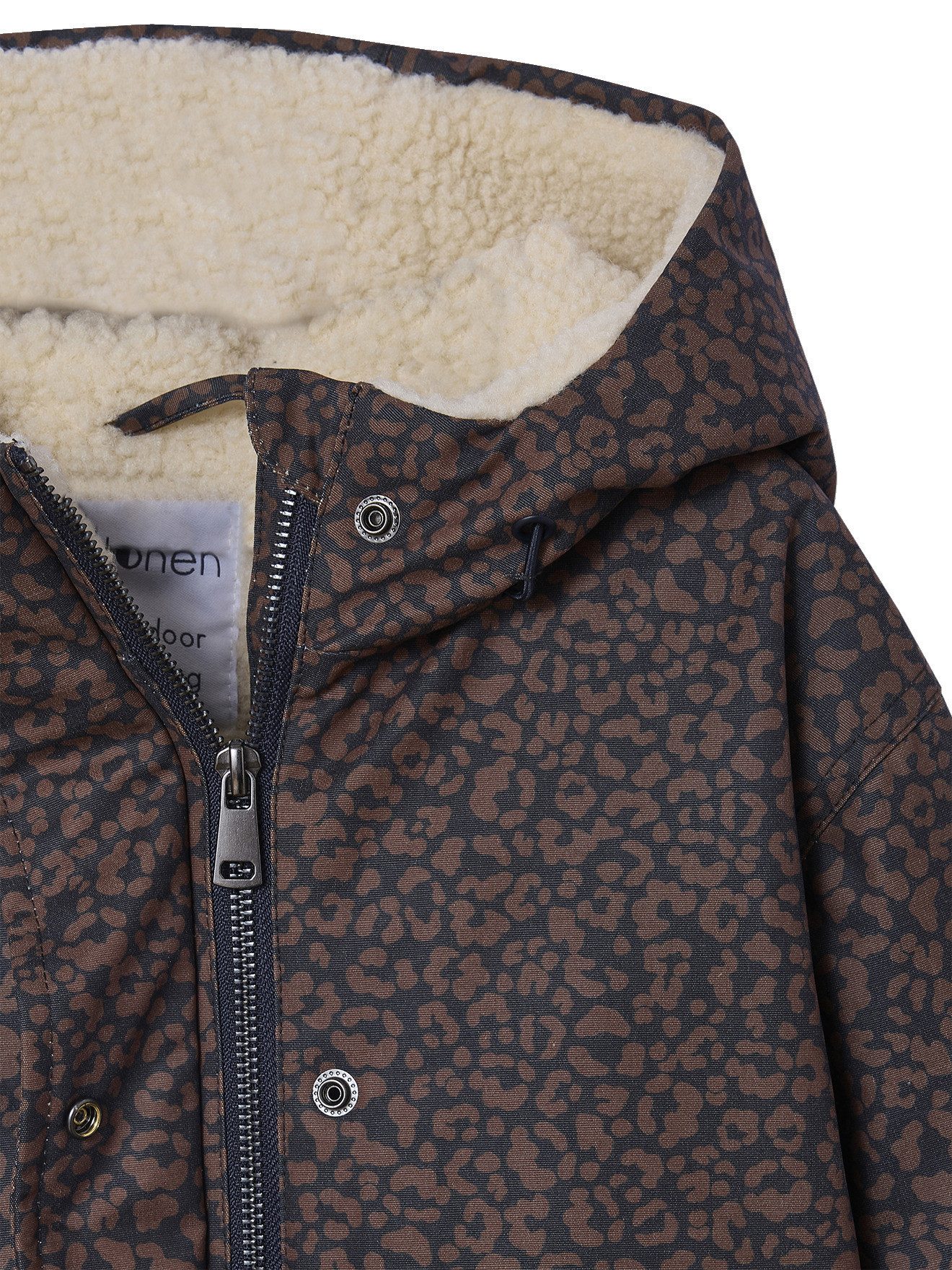 jonen Parka Lange Mädchen Winterjacke mit Leoprint