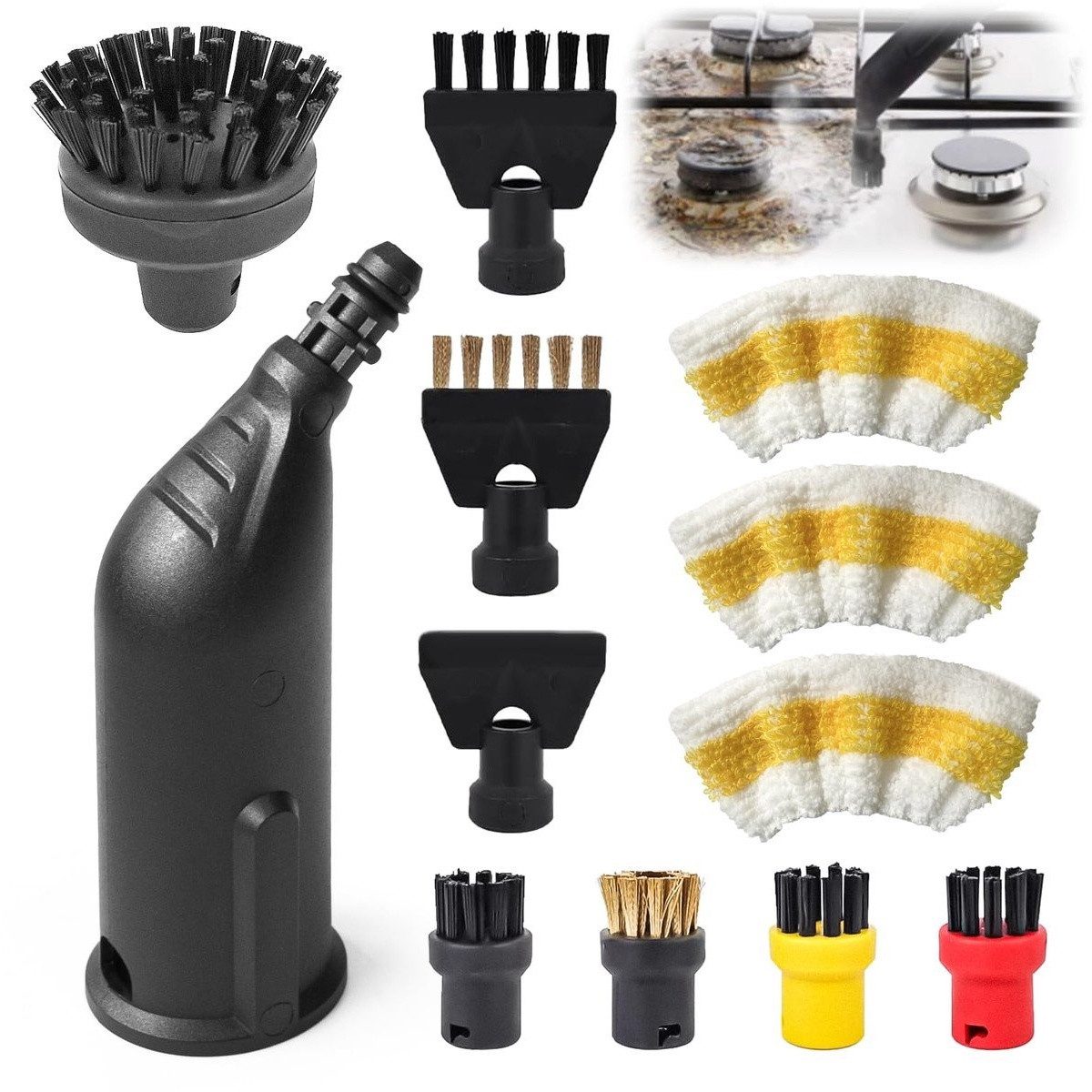 Kraftverdia Reinigungsbürste 12er Set Rundbürsten für Kärcher Dampfreiniger SC1-SC5 EasyFix, (12-tlg)
