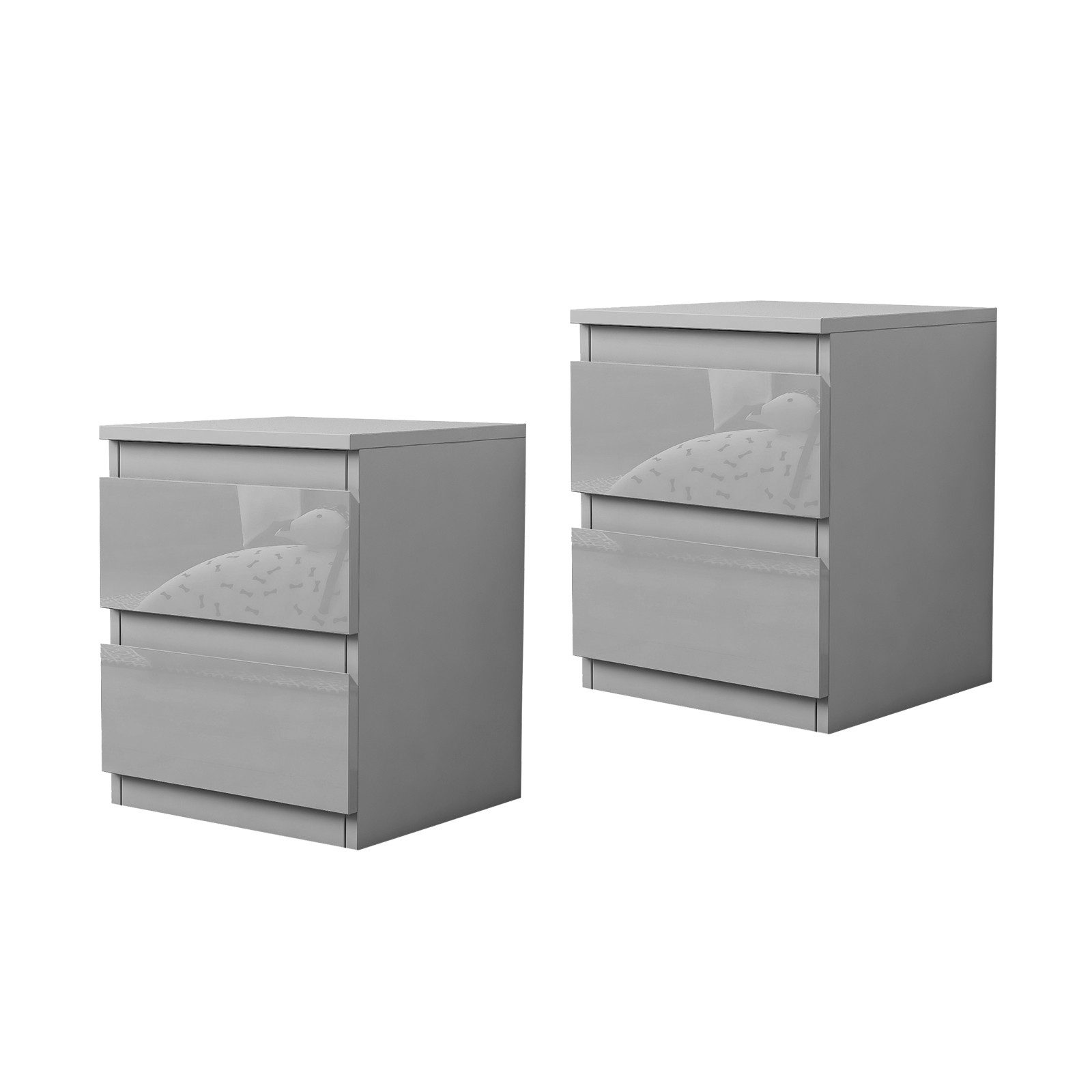 HTI-Living Nachtkommode Nachtschrank Kenji Hochglanz 2er-Set (Set, 2 St., 2 Nachtschränke), Nachtkommode 2 Schubladen