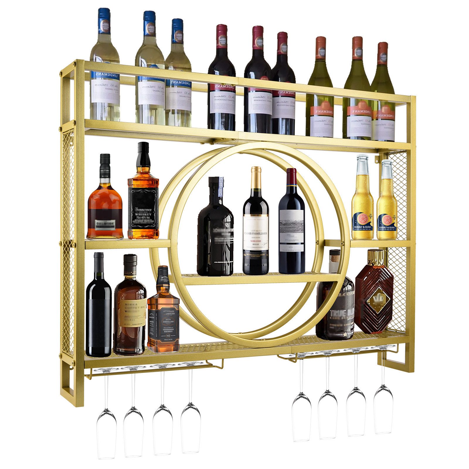 XERSEK Weinregal 120x80x15cm Wandmontage Metal Glasregal günstig online kaufen
