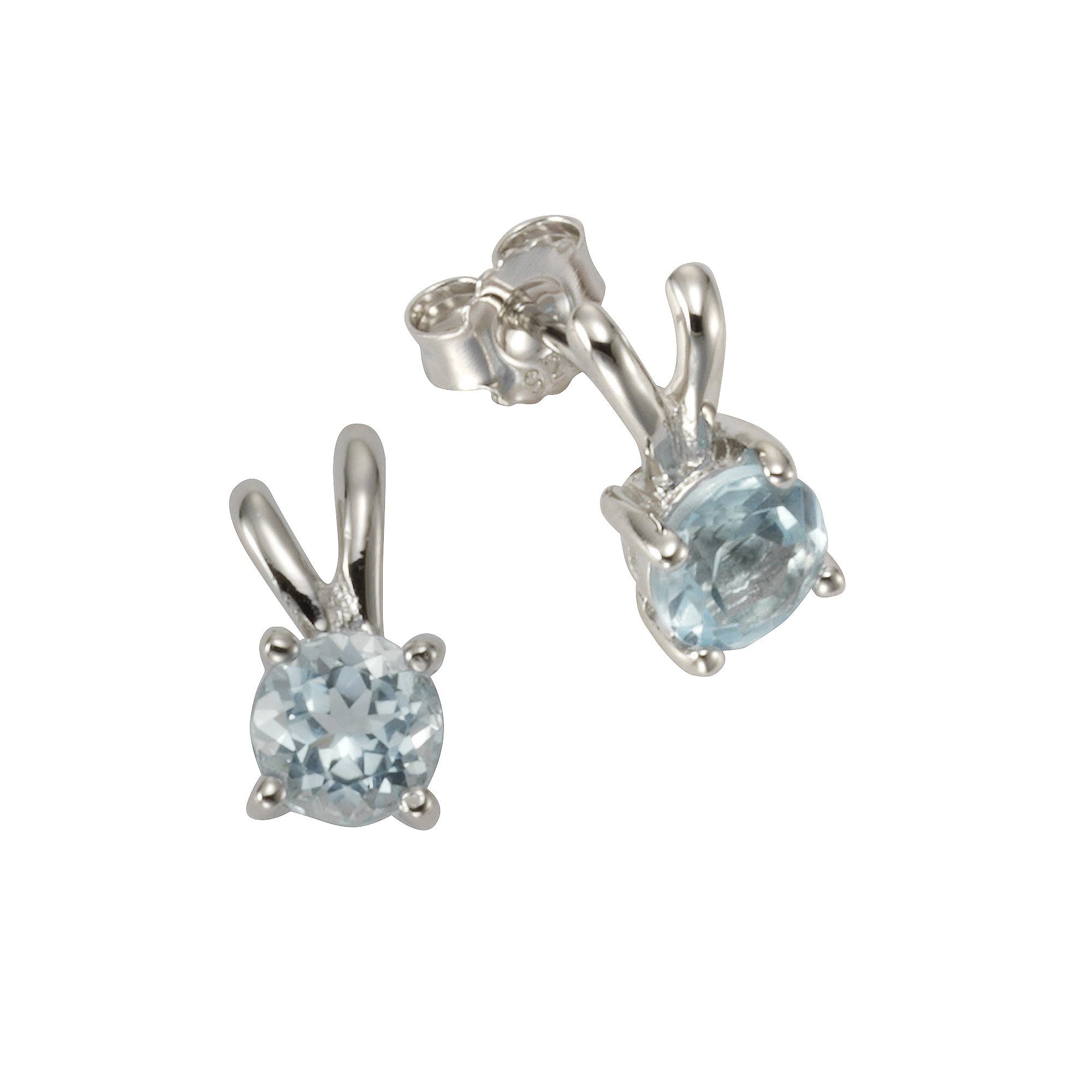 Paar Ohrstecker Silber 925 rhodiniert mit 2x Blautopas (beh) 6mm