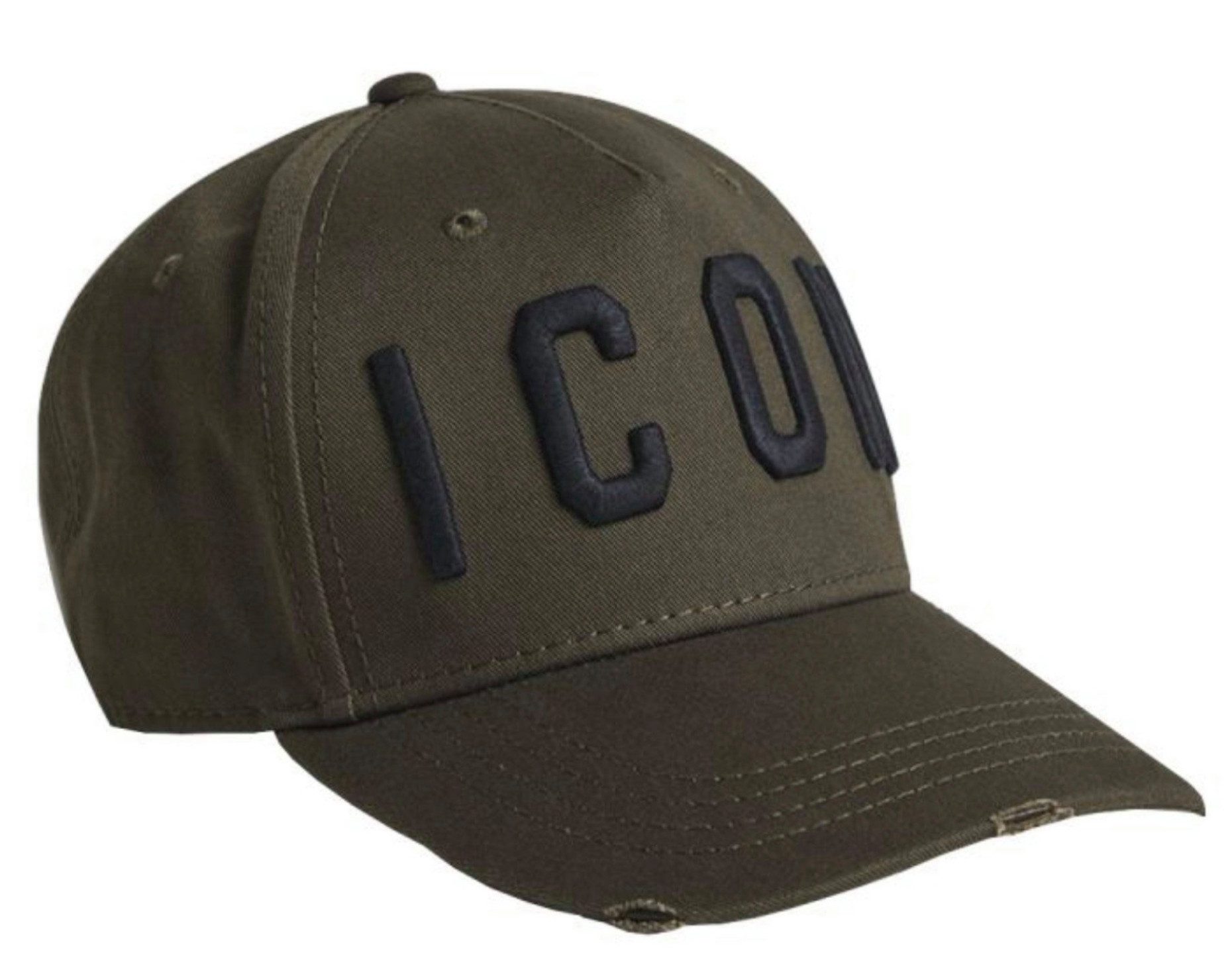 Dsquared2 Baseball Cap Icon Kappe Basebalkappe Trucker Mütze Verstellbarer Riemen, dezente Destroyed-Effekte, Gebogener Schirm