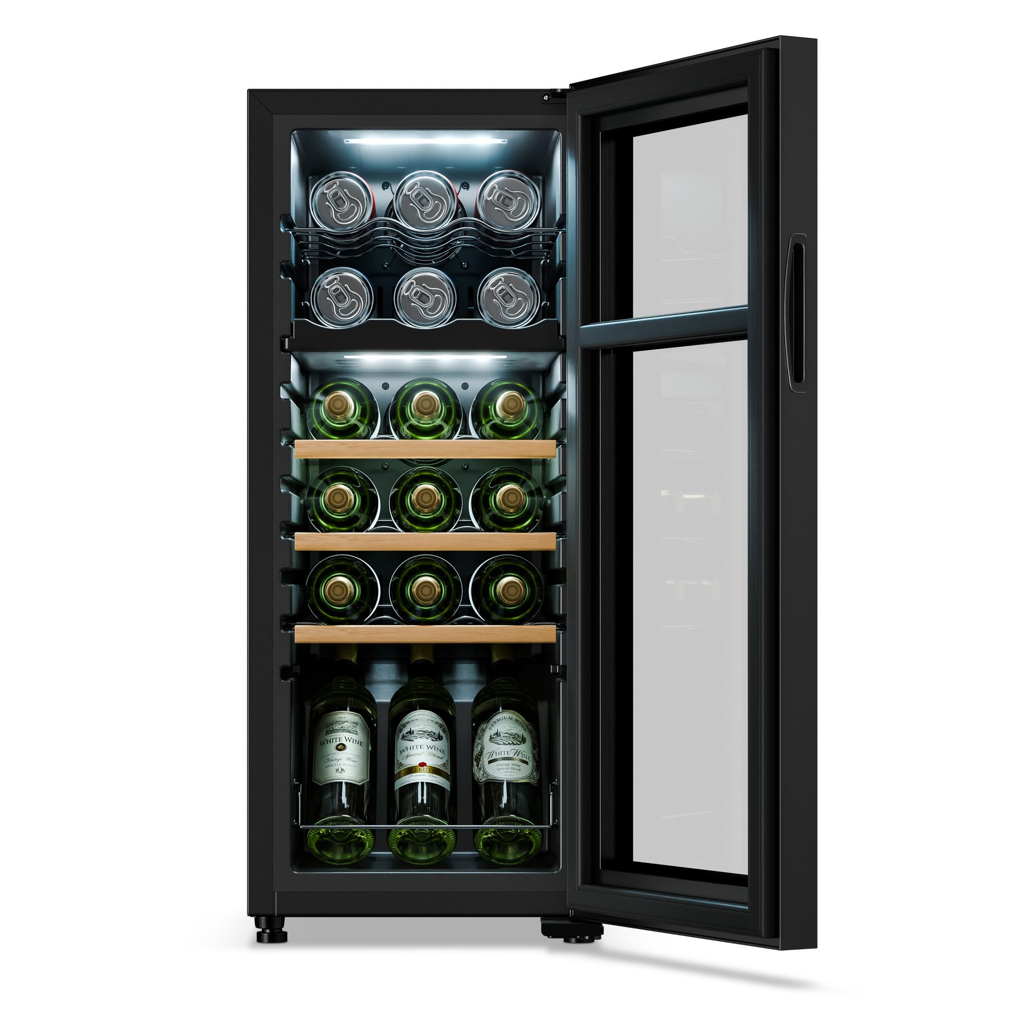 Klarstein Weinkühlschrank Bovella 18 Duo+ Weinkühlschrank 2 Zonen 18 Fl 50L 5-18°C Touch UV LED, für 18 Standardflaschen á 0,75l,Flaschenkühlschrank Weintemperierschrank Weinschrank Wein & Getränke