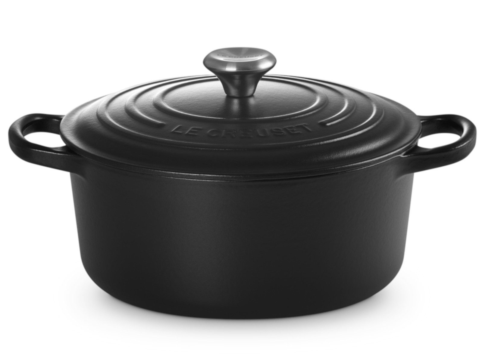 LE CREUSET Каструлі жаровні Каструлі жаровні Signature rund schwarz matt 22cm, Emailliertes Gusseisen