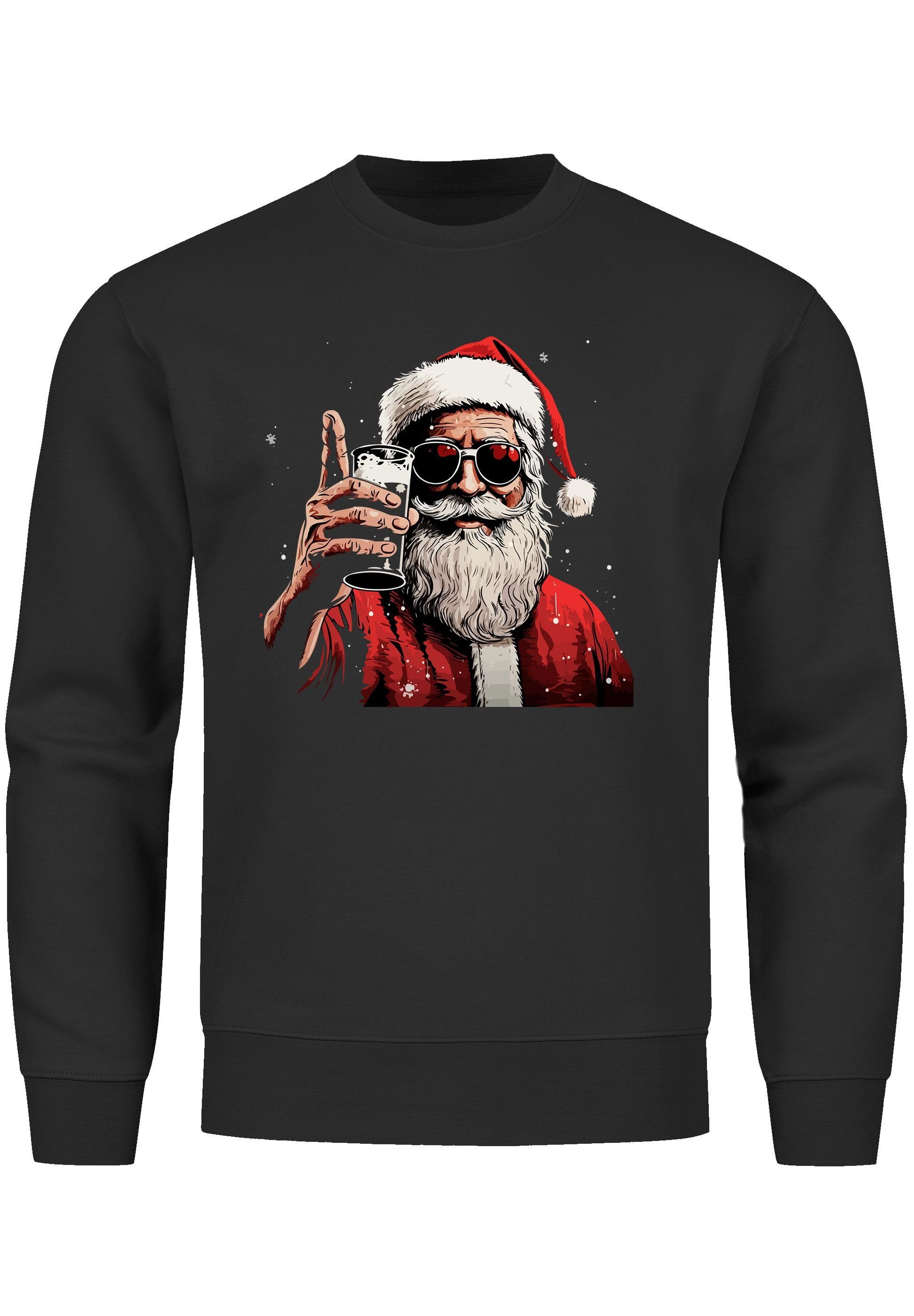 MoonWorks Sweatshirt Sweatshirt Herren Weihnachten Weihnachtsmann Alkohol Bier Ugly XMAS Sw