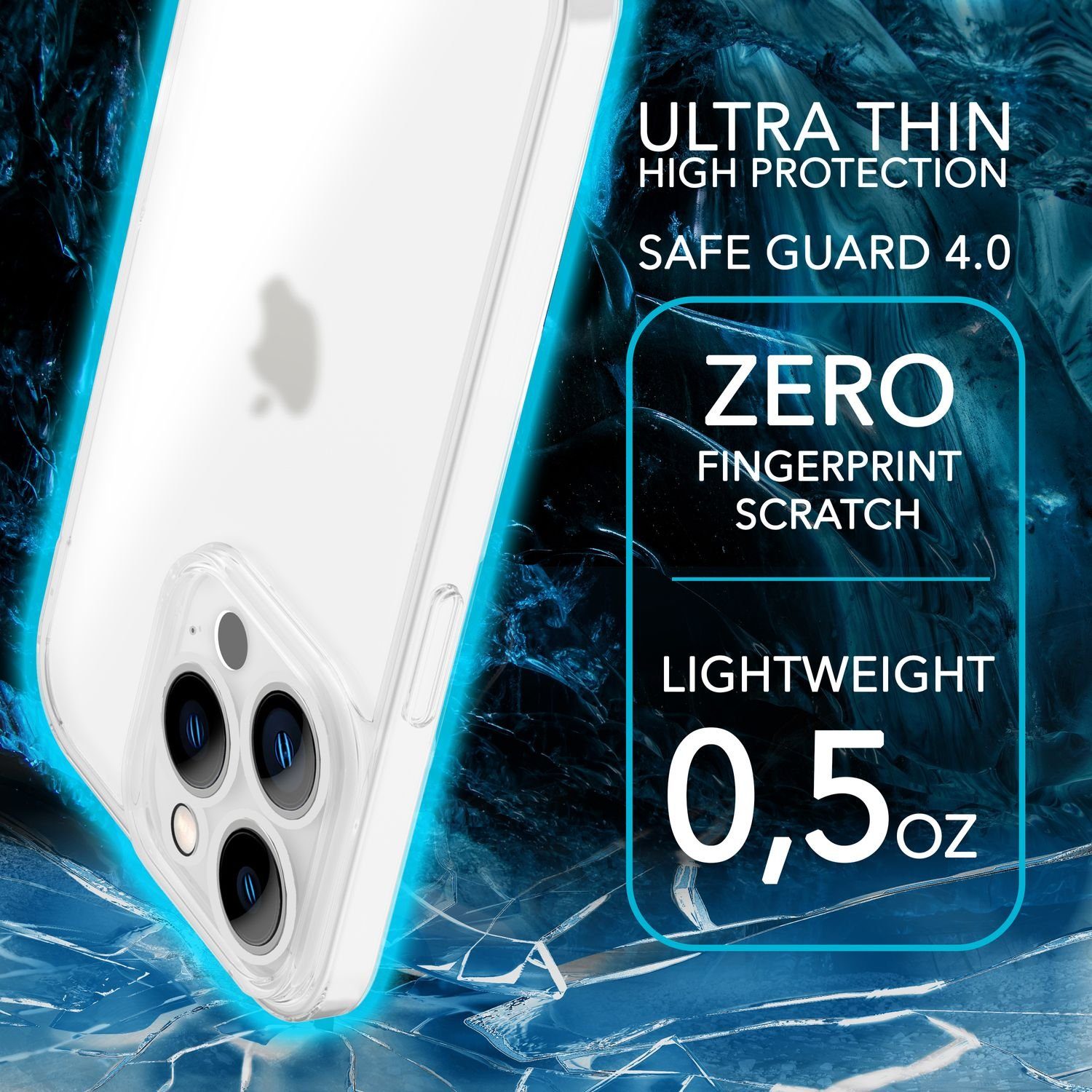 Nalia Smartphone-Hülle Apple iPhone 14 Pro 15,5 cm (6,1 Zoll), Extrem Dünnes Mattes Hardcase / 0,3mm Schlanke Hülle / Durchscheinend