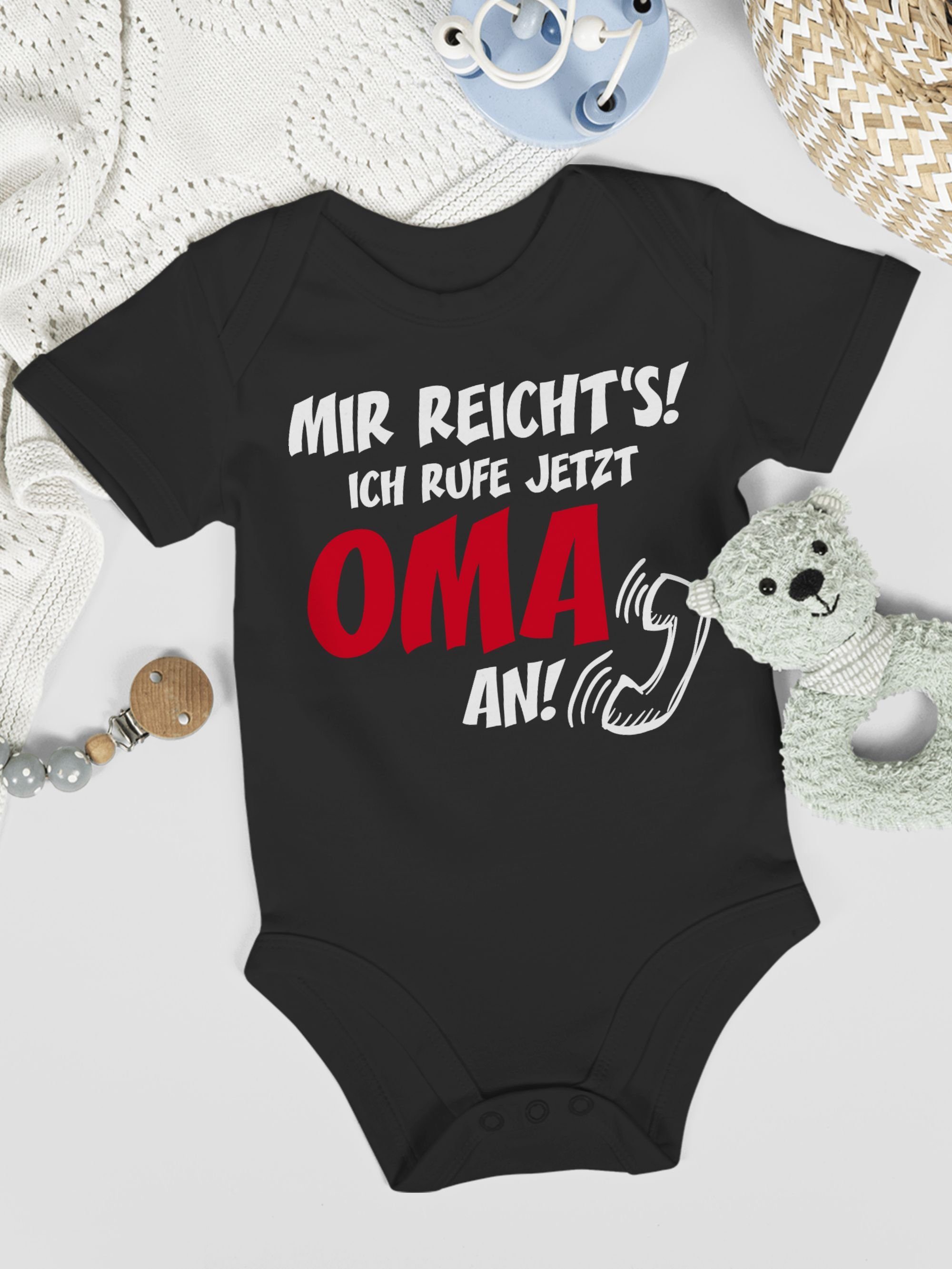 reichts Baby Sprüche Shirtracer 2 Schwarz Shirtbody ruf jetzt Mir an Ich Oma