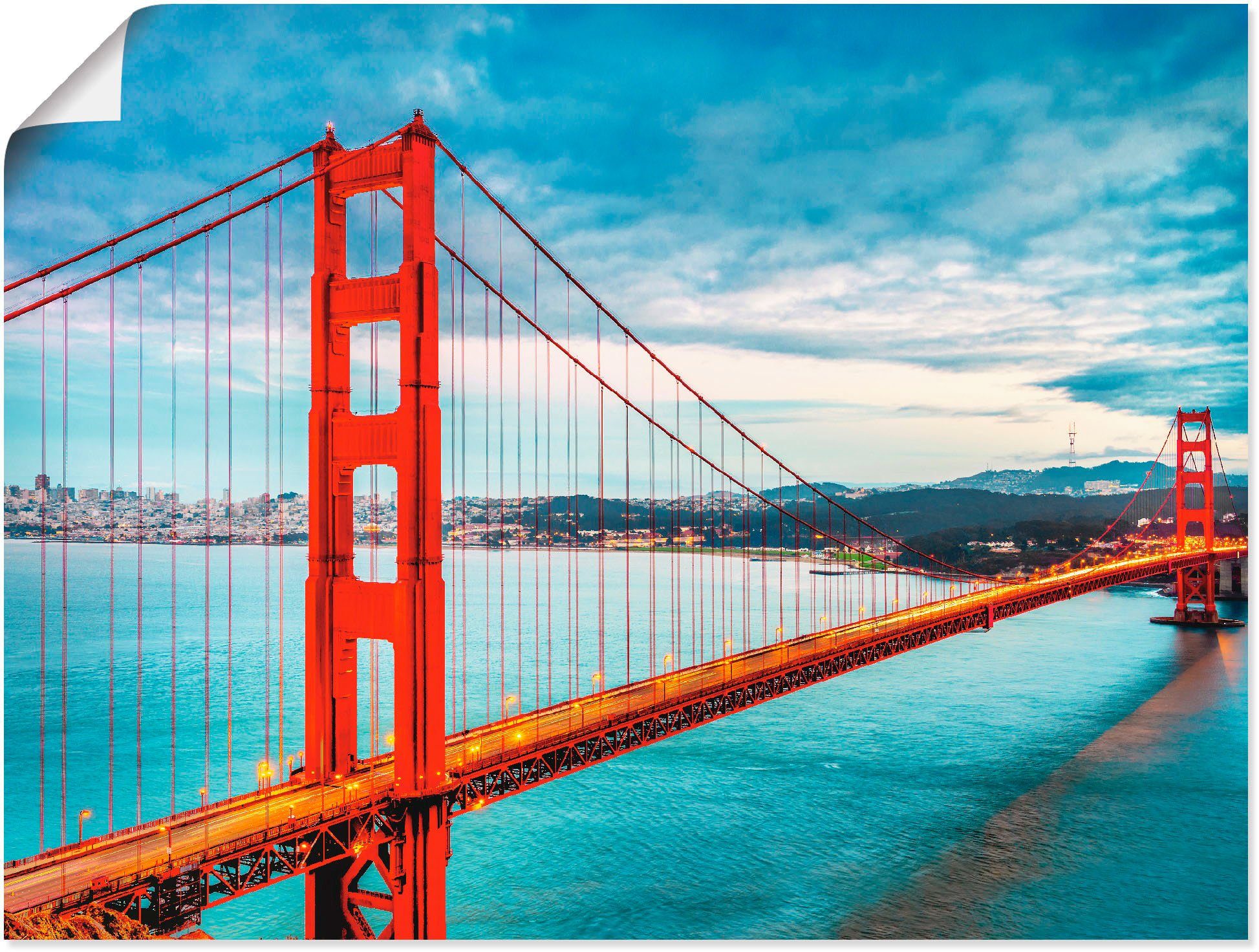 Artland Wandbild Golden Gate Bridge, Brücken (1 St), als Alubild, Leinwandbild, Wandaufkleber oder Poster in versch. Größen