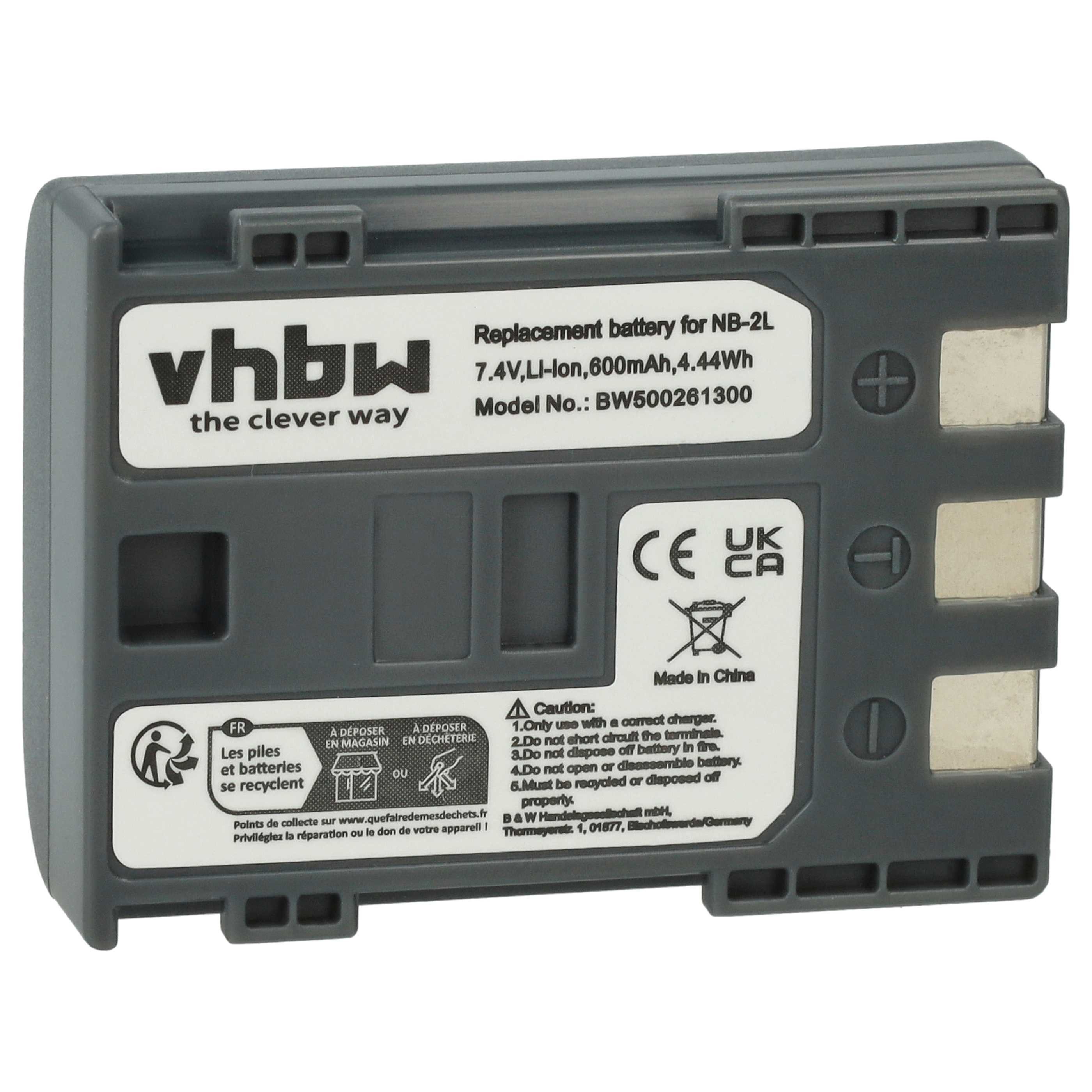 vhbw Akku passend für Canon EOS 350D, 400D Digitalkamera / Kamera / Kamera-Akku Akku Li-Ion 600 mAh (7,2 V, 1 St), Leistungsfähiger Austausch-Akku für Ihre Videokamera, Wiederaufladbar
