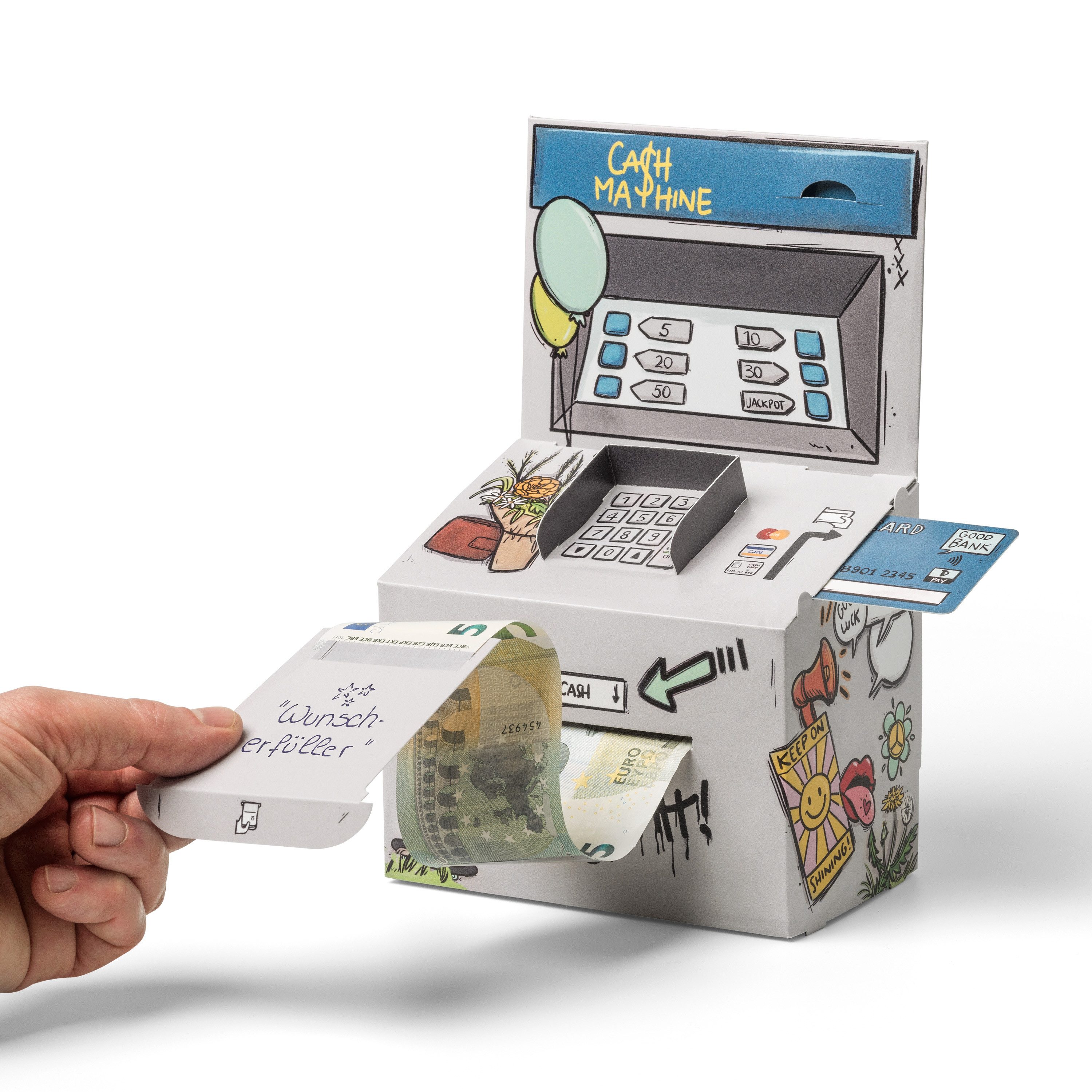 SURPRISA Geschenkbox Geld-O-Mat Geldgeschenk Verpackung – Kreatives DIY Geldautomat, für Geldgeschenke zum Geburtstag, Hochzeit & besondere Anlässe
