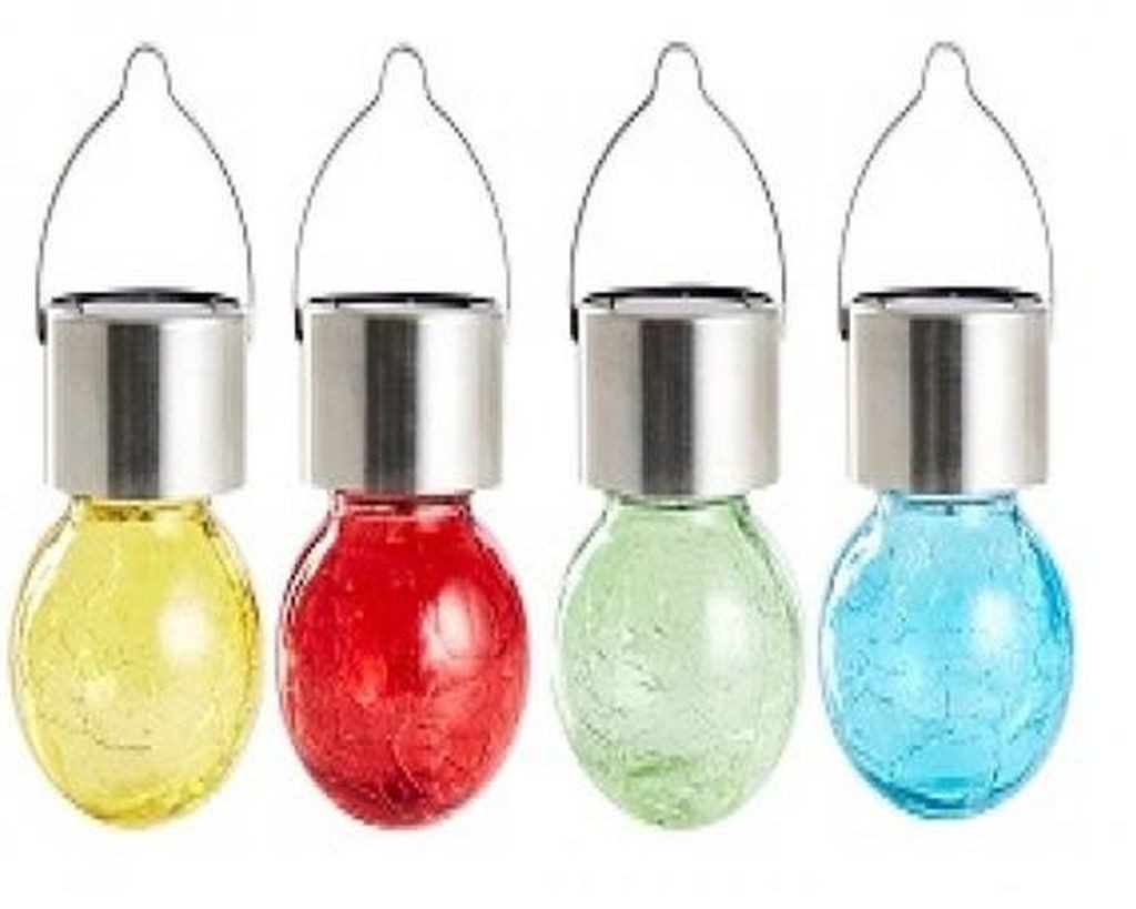 emeco LED Solarleuchte 4 x LED Solar Hängeleuchte Solarleuchte Gartenleuchte Hängelampe farbe