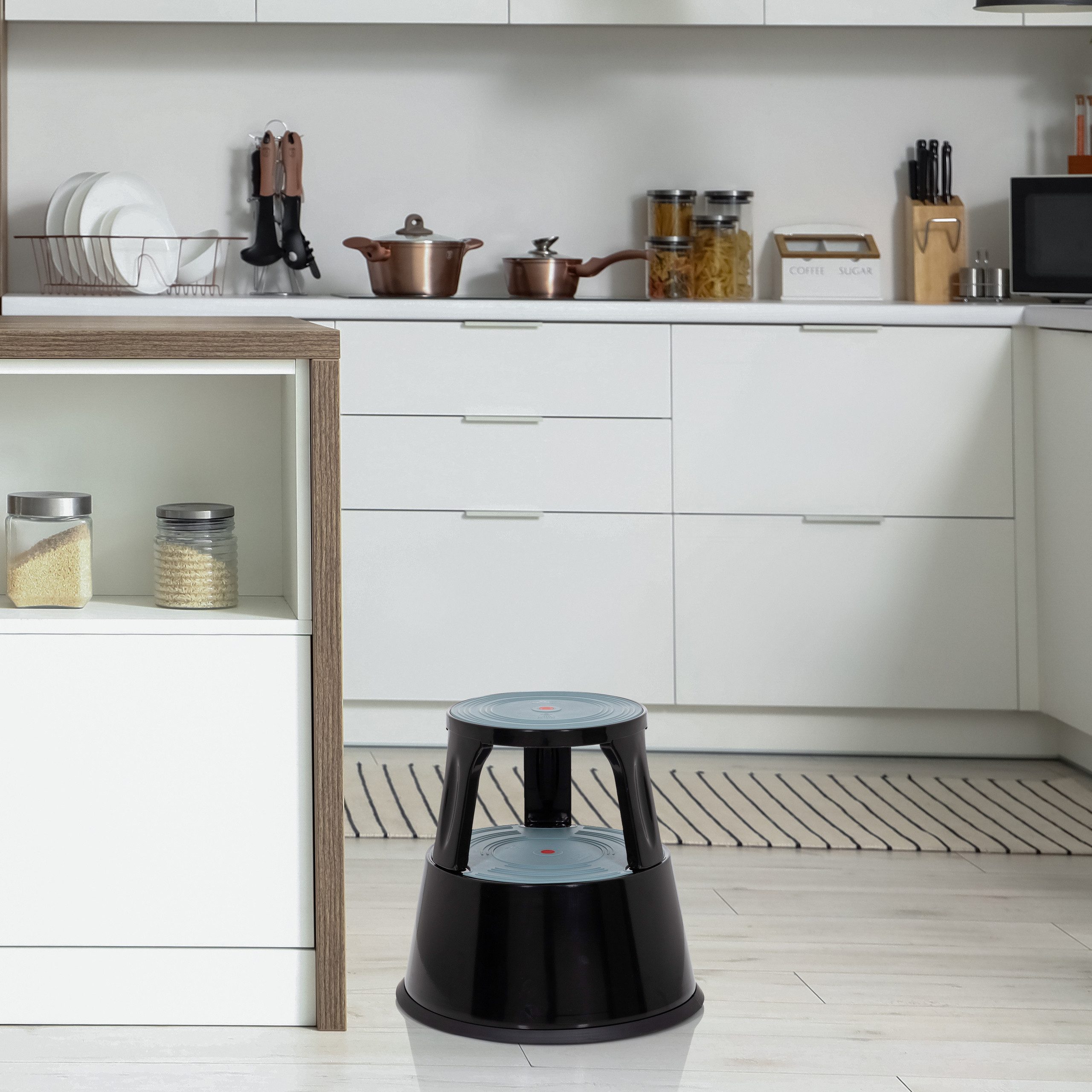 hjh OFFICE Tritthocker Tritthocker TIO-M II Metall, Kunststoff, Rollhocker