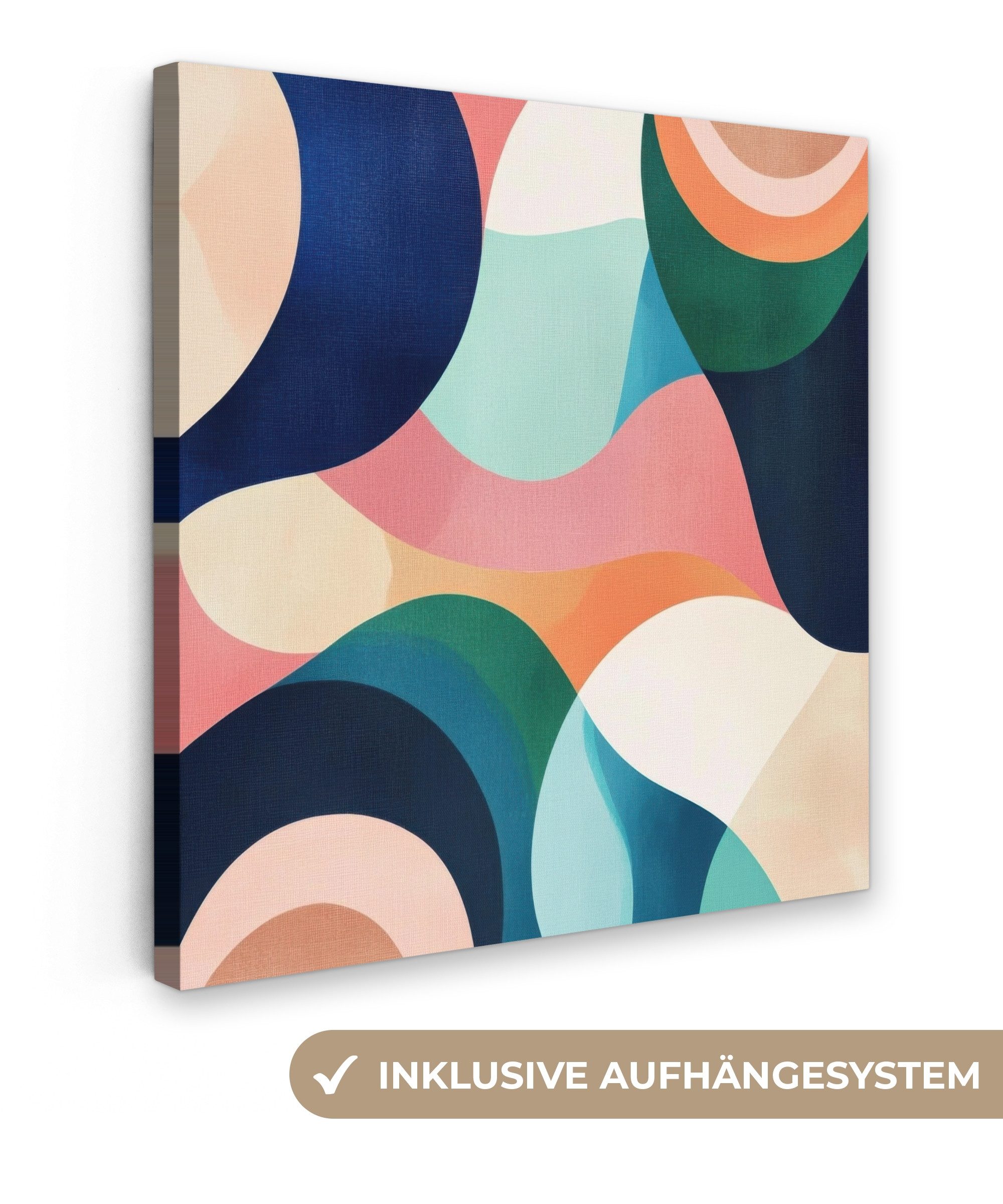 OneMillionCanvasses® Leinwandbild Abstrakt - Blau - Rosa, Fotodruck (1 St), Wandbild, Deko Schlafzimmer Wohnzimmer Flur 20x20 cm