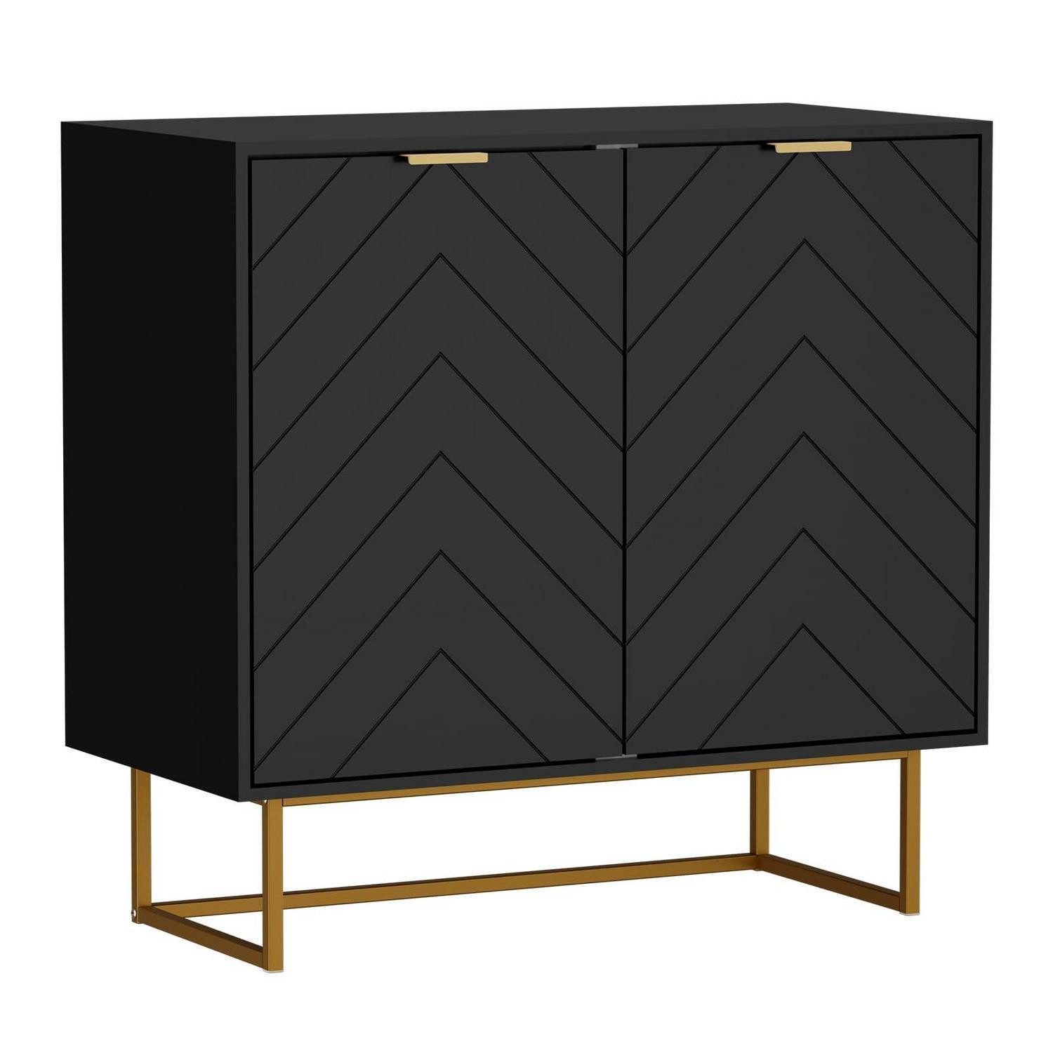 LuxusKollektion Anrichte Kommode Sideboard Küchenschrank Anrichte Ablagen 80x40x77,5cm Schwarz