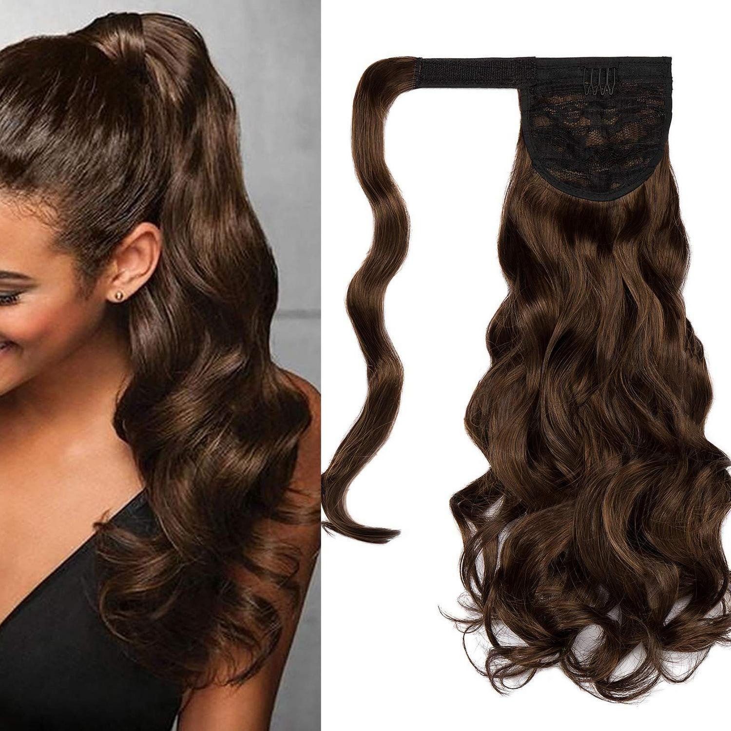 Kunsthaar-Extension Ponytail Extensions Pferdeschwanz 50 cm Mittel braun Hellbraun