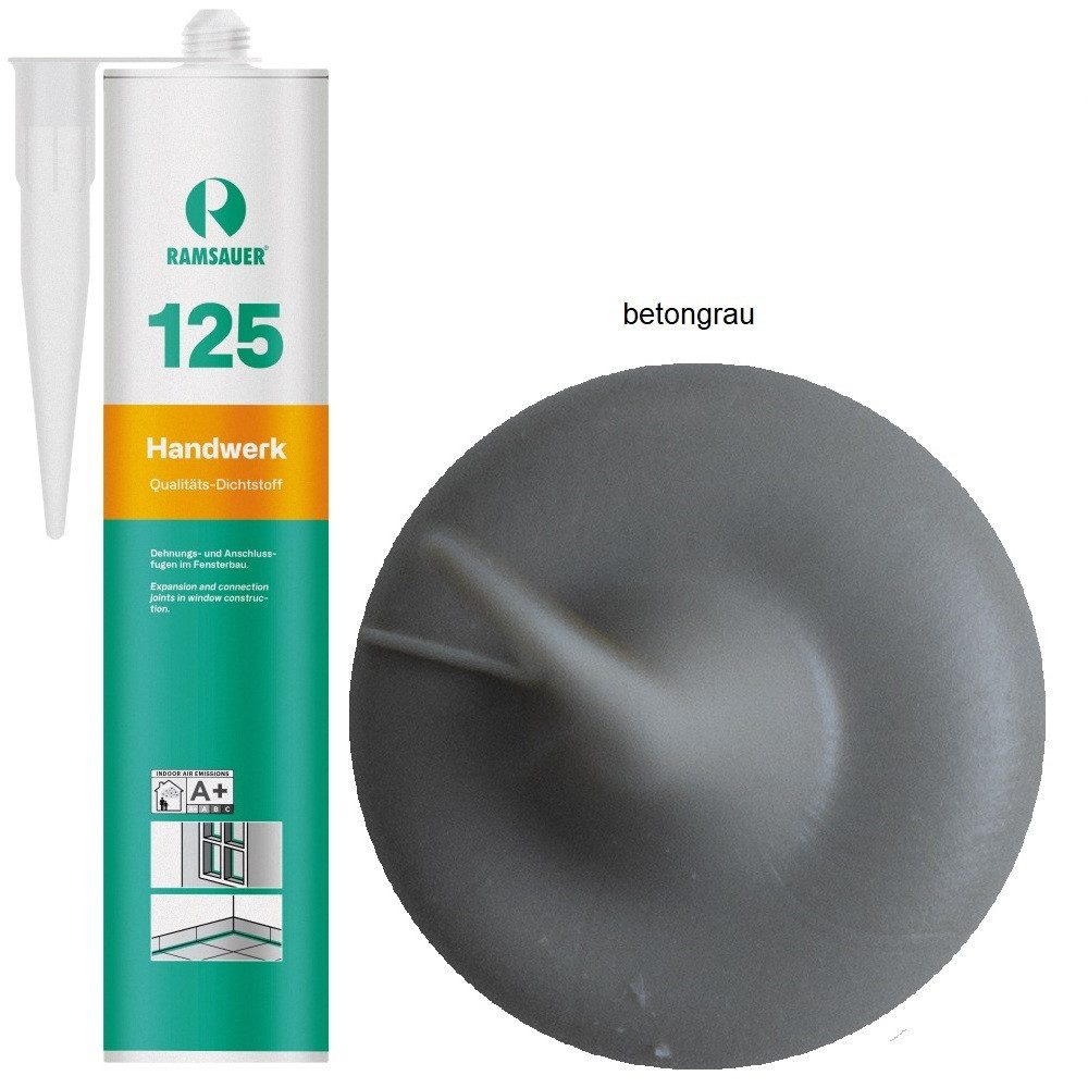 Ramsauer Dichtstoff Ramsauer 125 Handwerk 1K Silicon Dichtstoff 310ml Kartusche, gebrauchsfertig, UV- und witterungsbeständig, pilzhemmend, anstrichverträglich