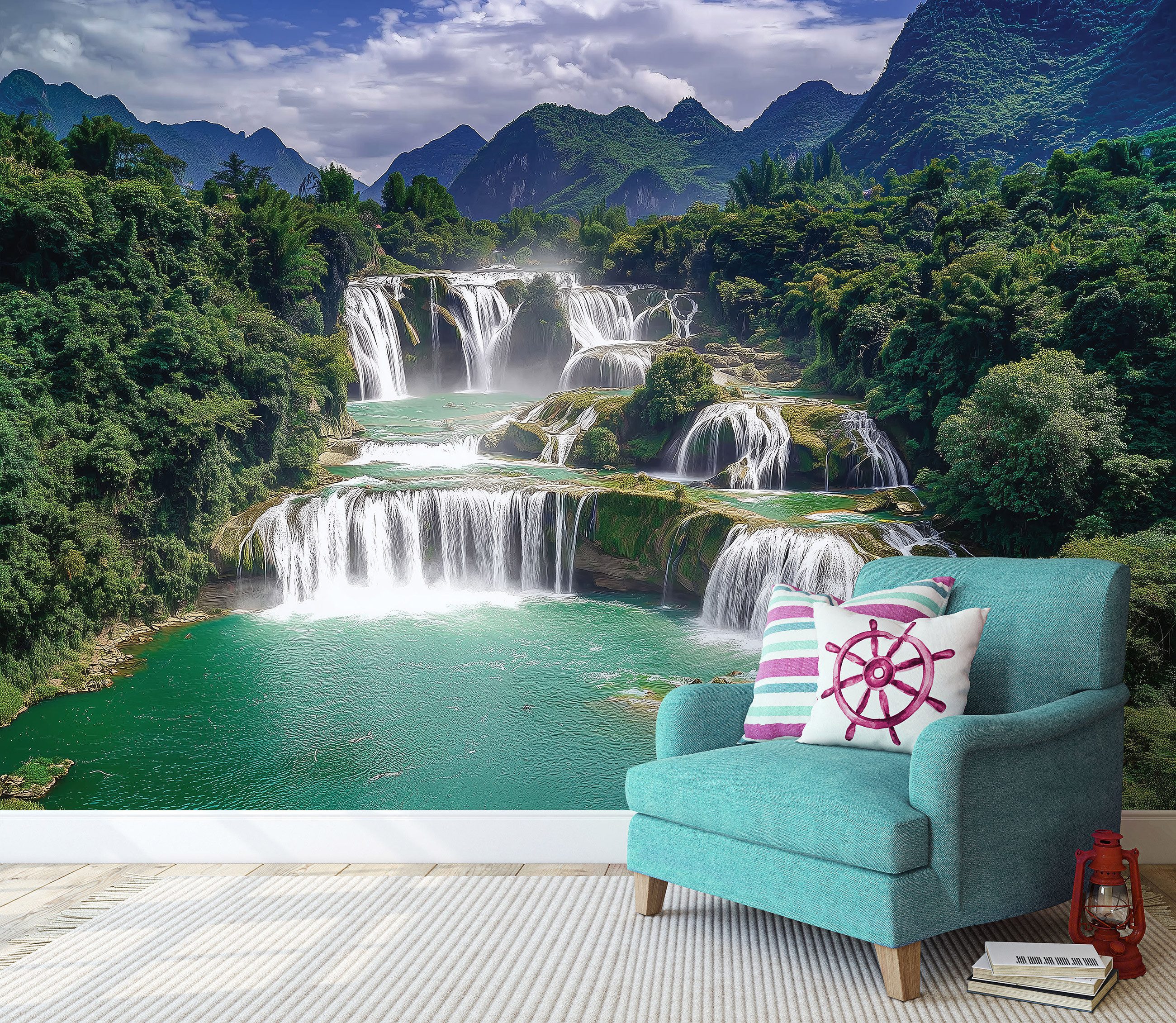 Wallarena Fototapete Wasserfall Wald Berge Vlies günstig online kaufen