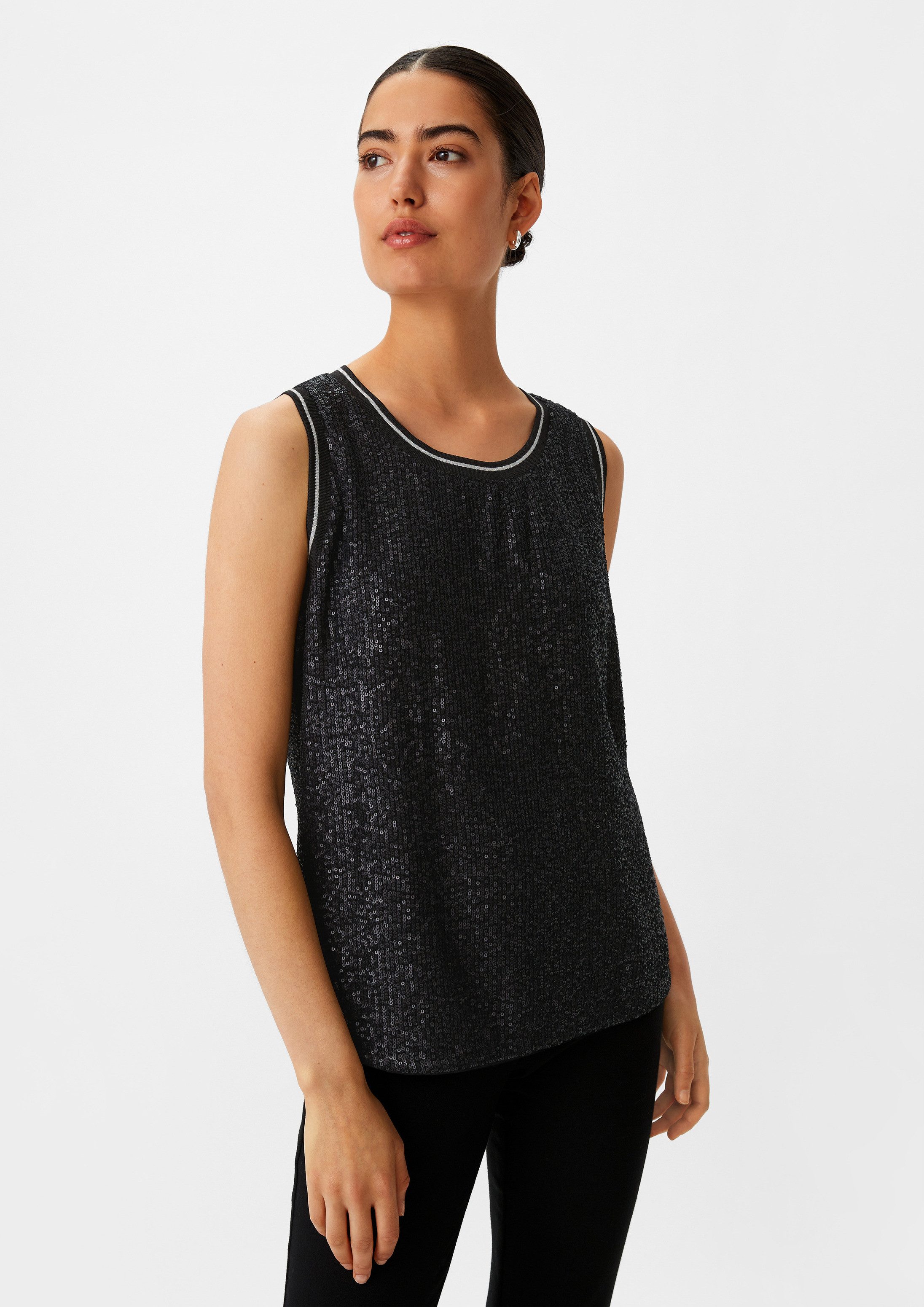 comma Blusentop Bluse Blusentop mit Pailletten