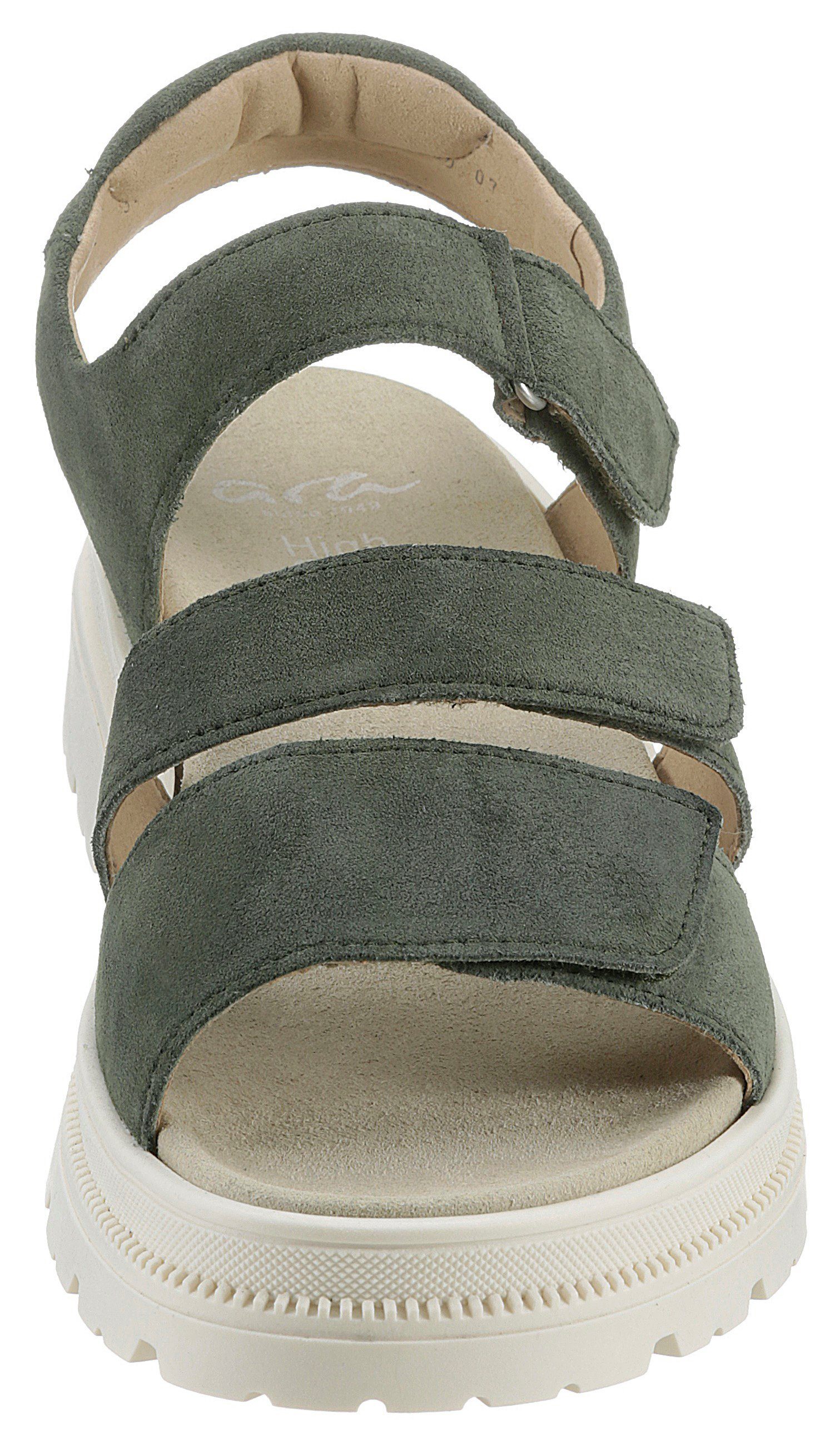 Ara DOVER Sandalette mit olivgrün Microfaser-Wechselfußbett, H-Weite