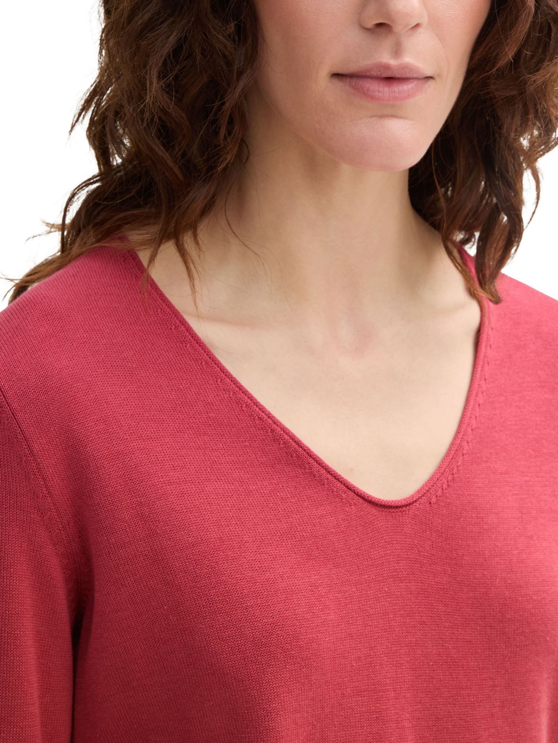 TOM TAILOR Strickpullover Dünner Strickpullover Basic V-Ausschnitt Stretch sweater basic v-neck