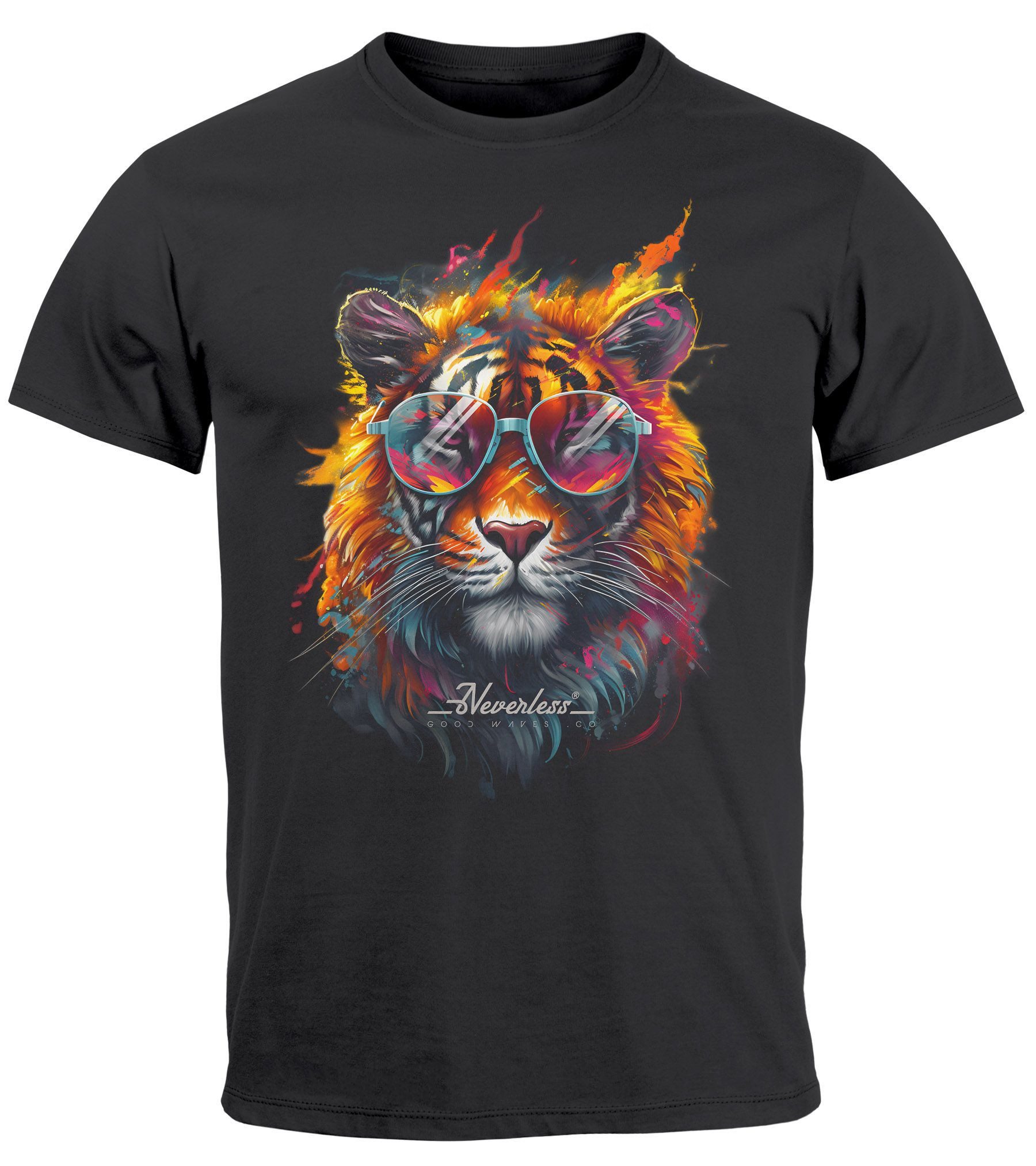 Neverless Print-Shirt Herren T-Shirt Tiger Print günstig online kaufen