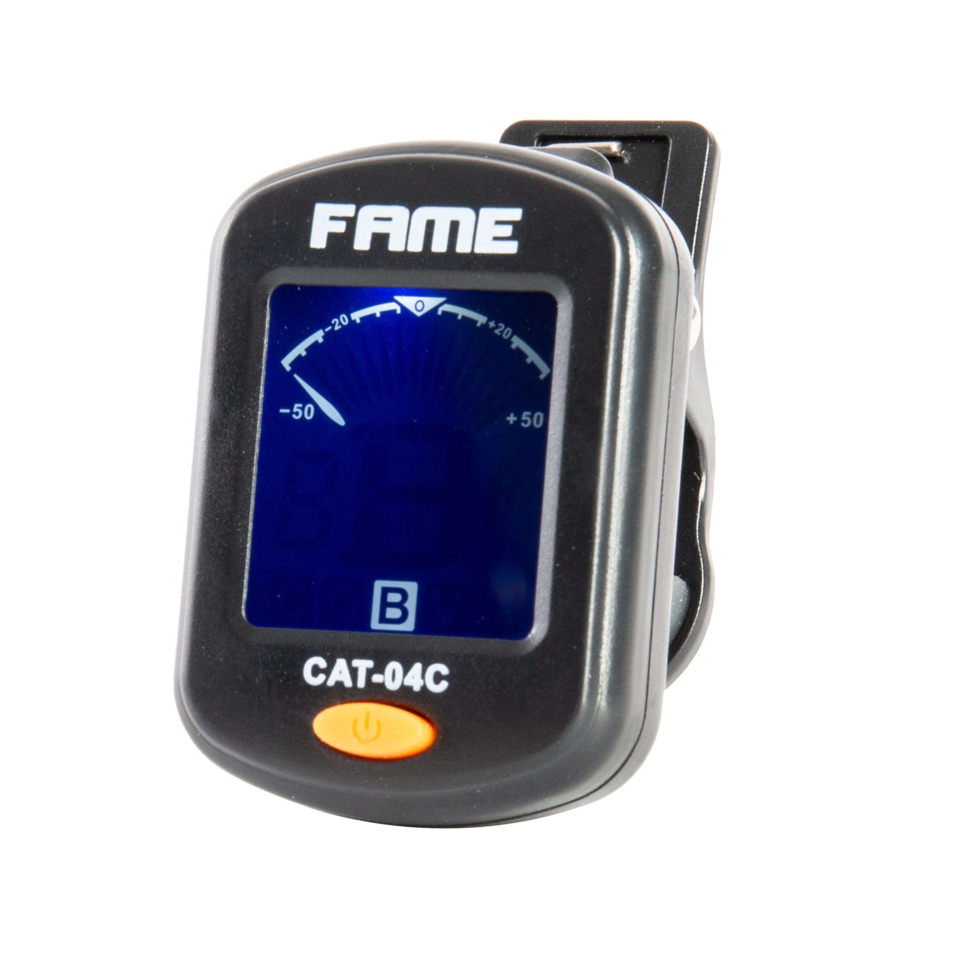 FAME Stimmgerät, (Stimmgerät chromatisch, Clip on Tuner mit separate Stimm-Modi für Gitarre, Bass, Ukulele und Violine, Frequenz 440 Hz), Stimmgerät, chromatisches Stimmgerät, Clip on Tuner