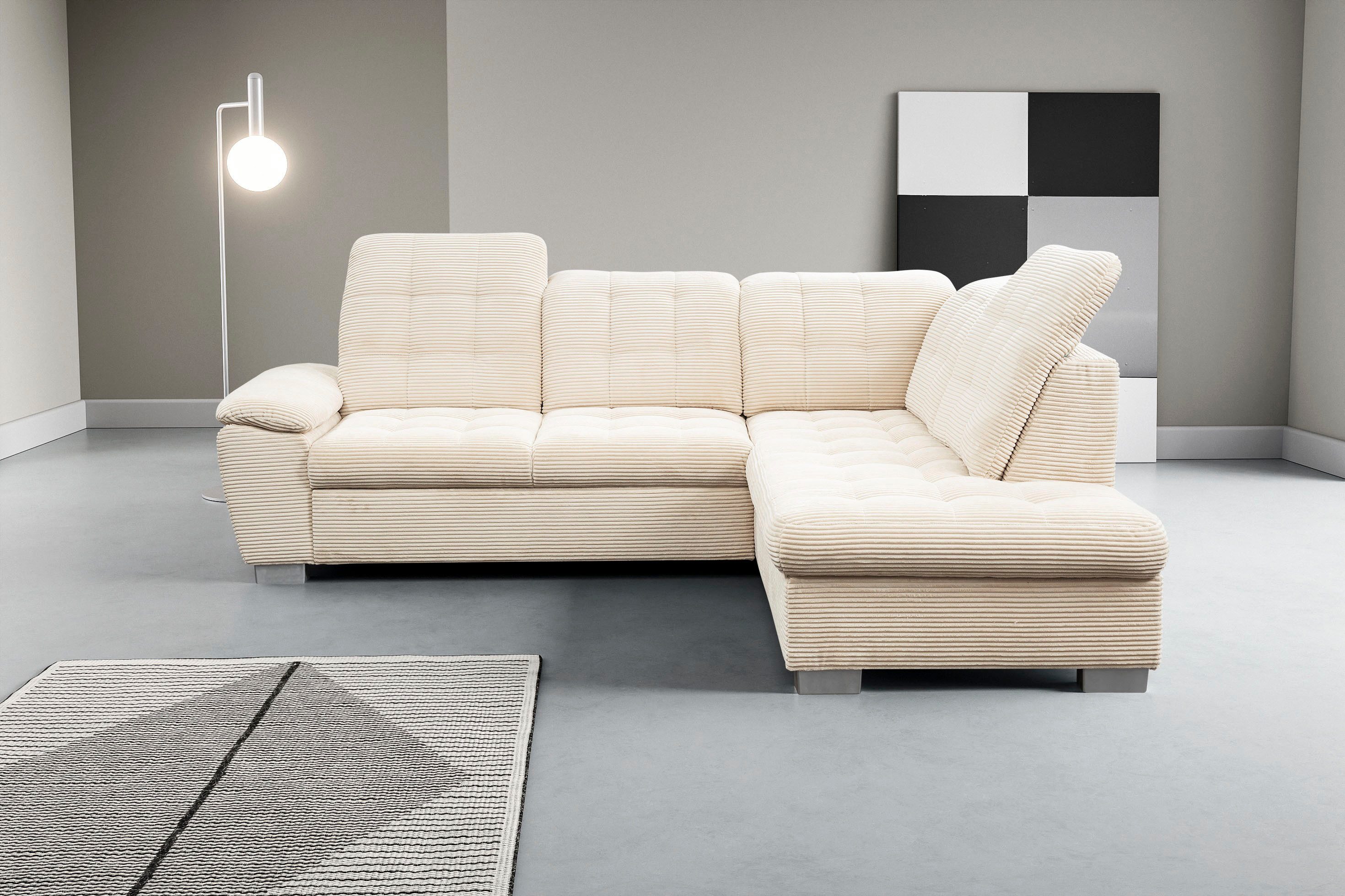 WERK2 Ecksofa Bonny inkl. Kopfteilverstellung, Bettfunktion, Stauraum, Breite 265cm, Komfortwunder mit Schlaffunktion, verstellbarem Kopfteil & Stauraum.