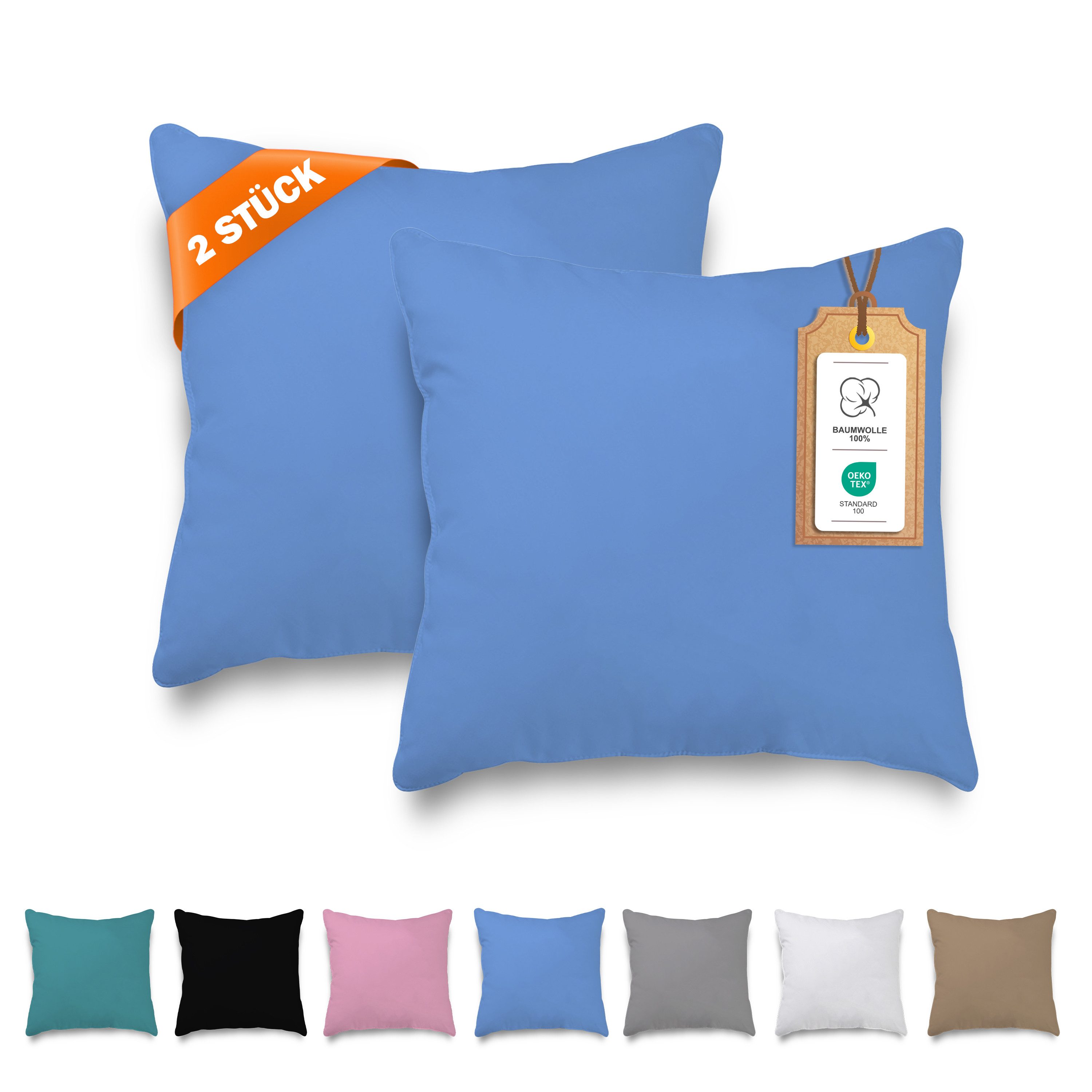 Veluna Home Kissenbezüge 100% Baumwolle(2er-Set) Renforcé Kissenbezug mit R günstig online kaufen